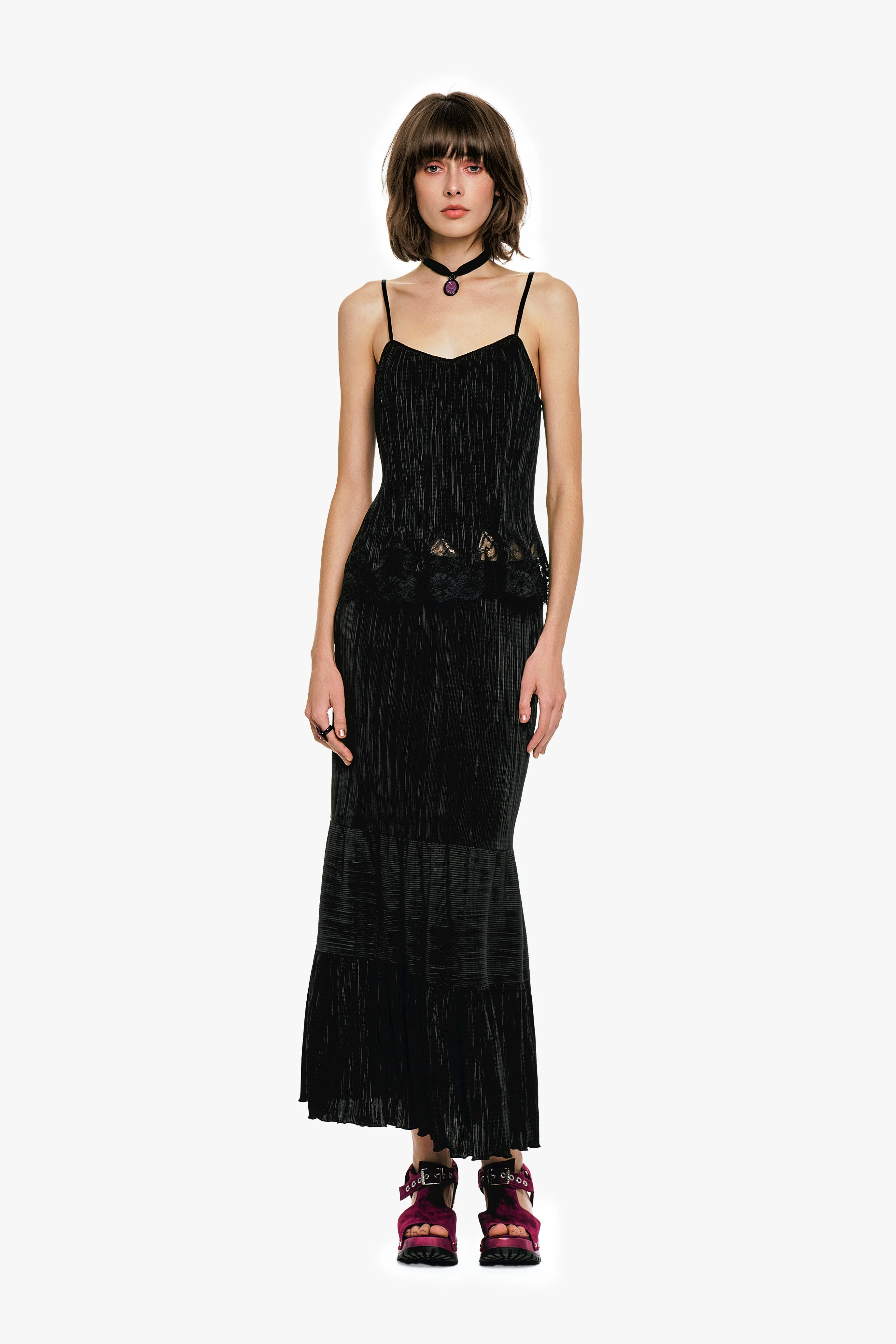 Plissé Tiered Maxi Skirt - Black - Image 3