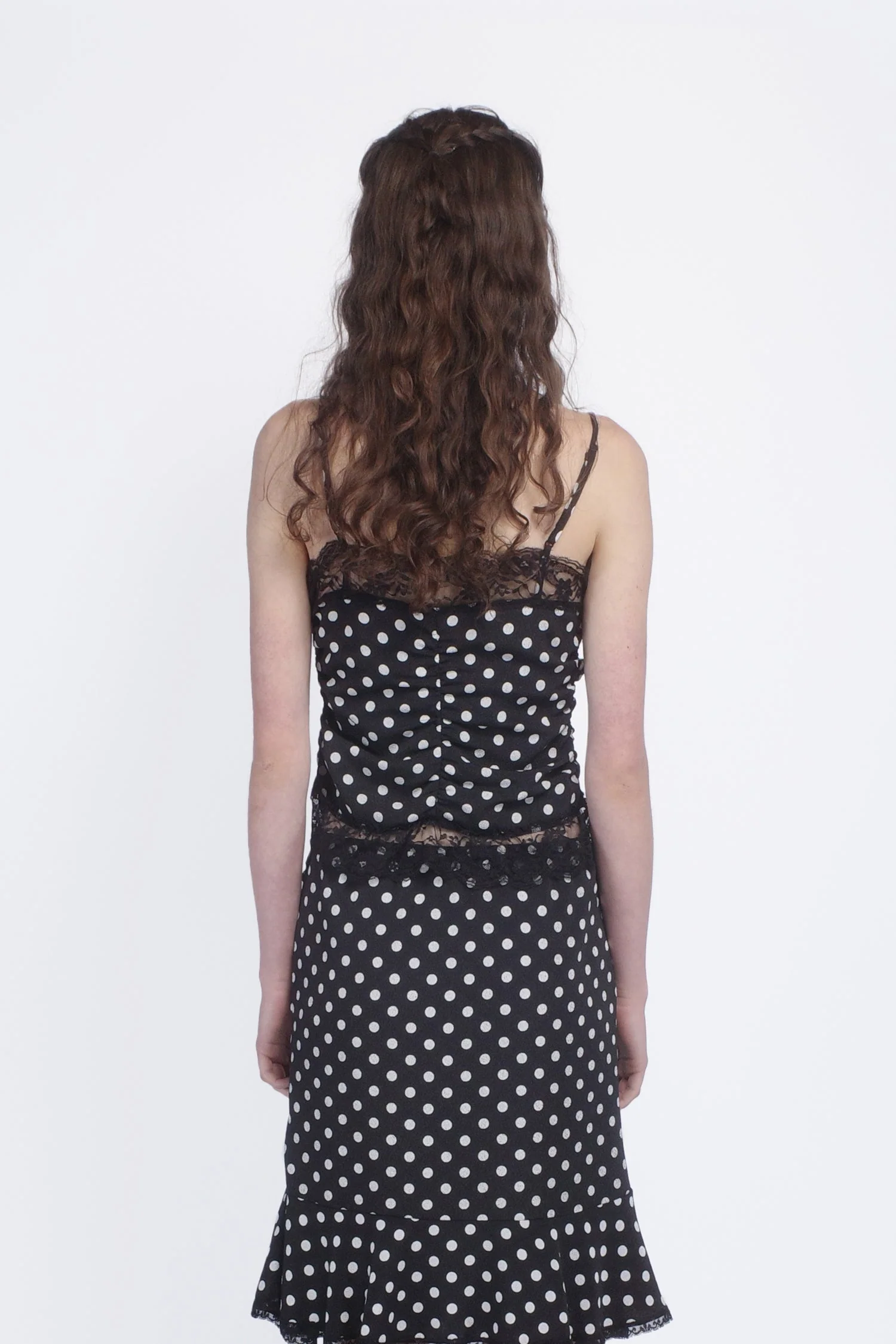 Polka Dot Ruched Lace Camisole - Image 4