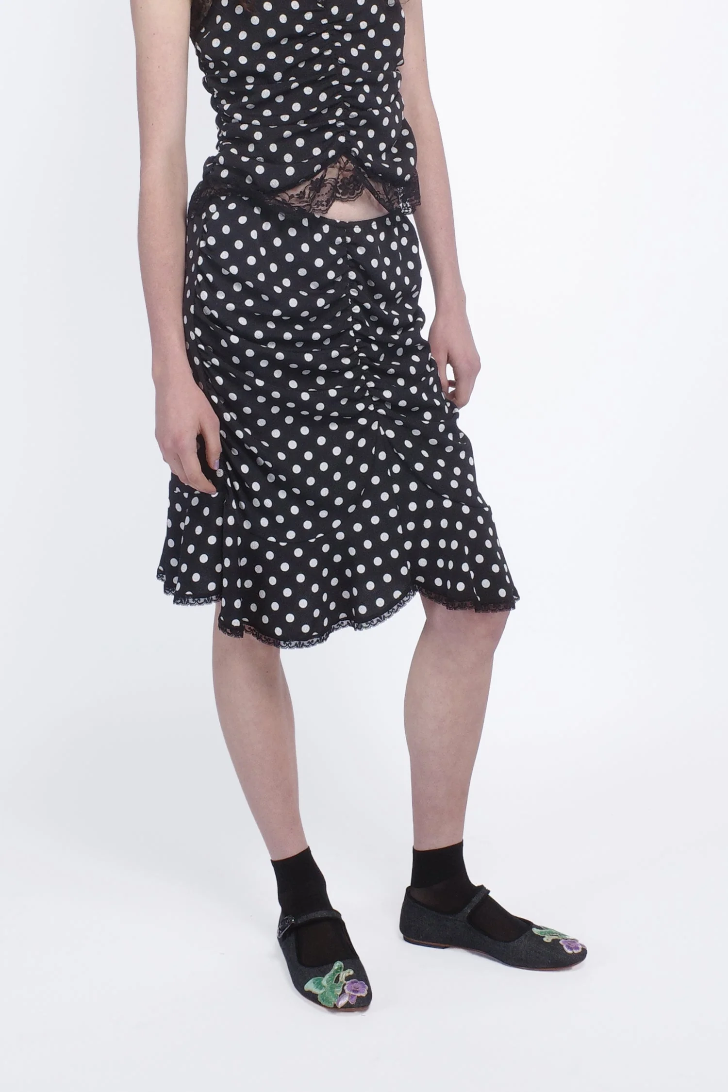 Polka Dot Ruched Skirt - Image 3