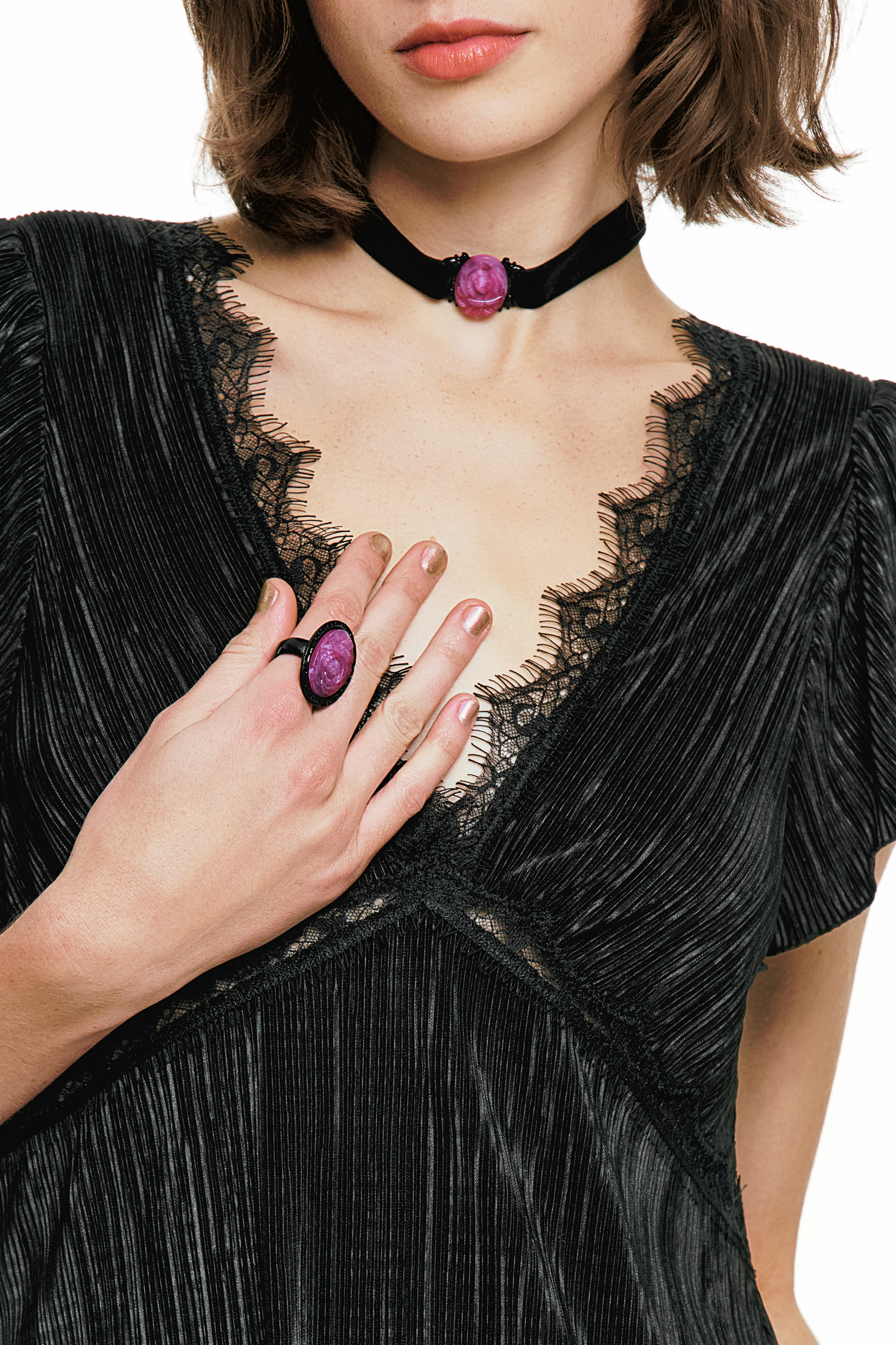 Oval Rose Choker - Dusty Rose - Image 2