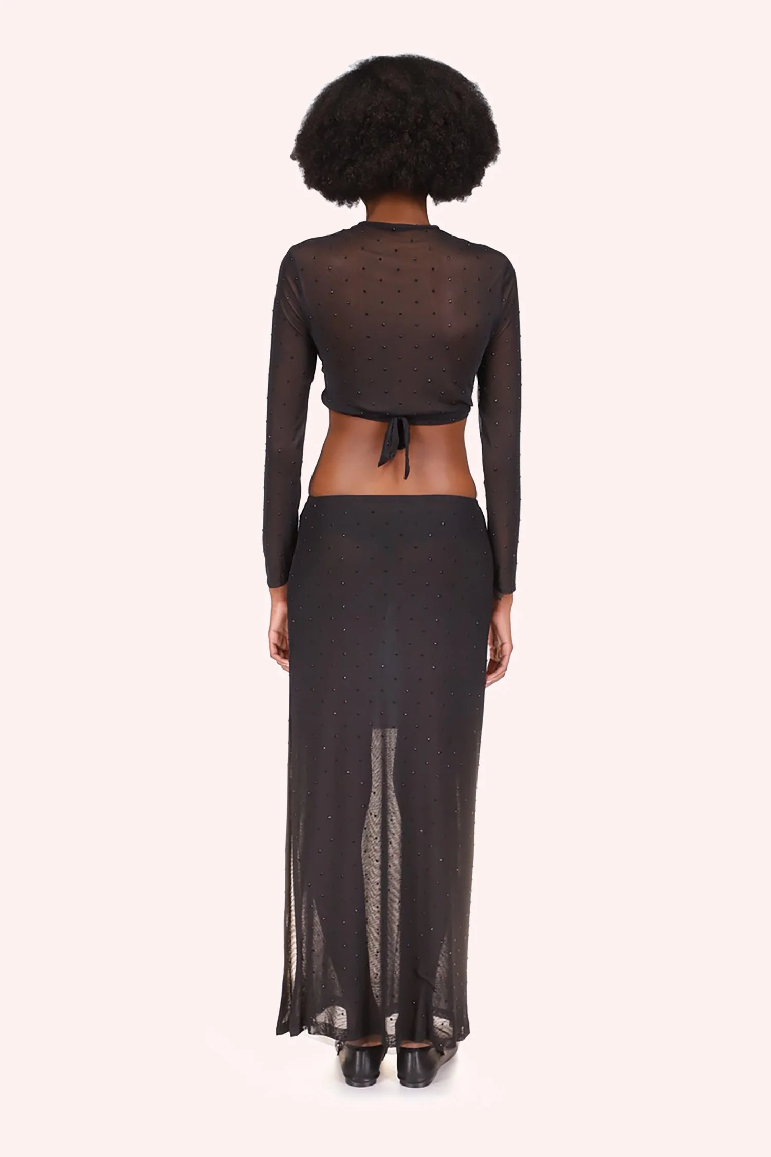 Rhinestone Mesh Tie Top - Image 2