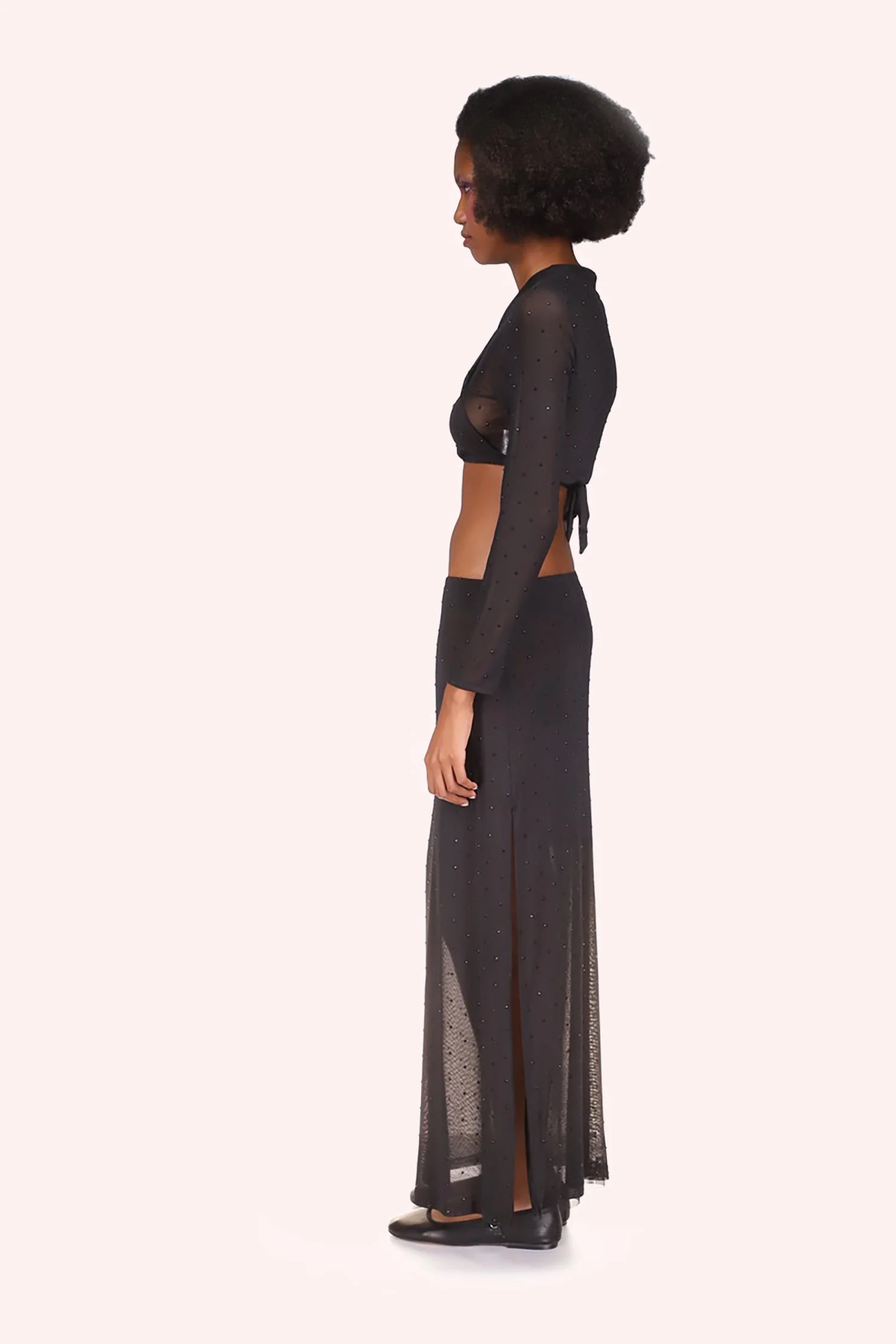 Rhinestone Mesh Tie Top - Image 4