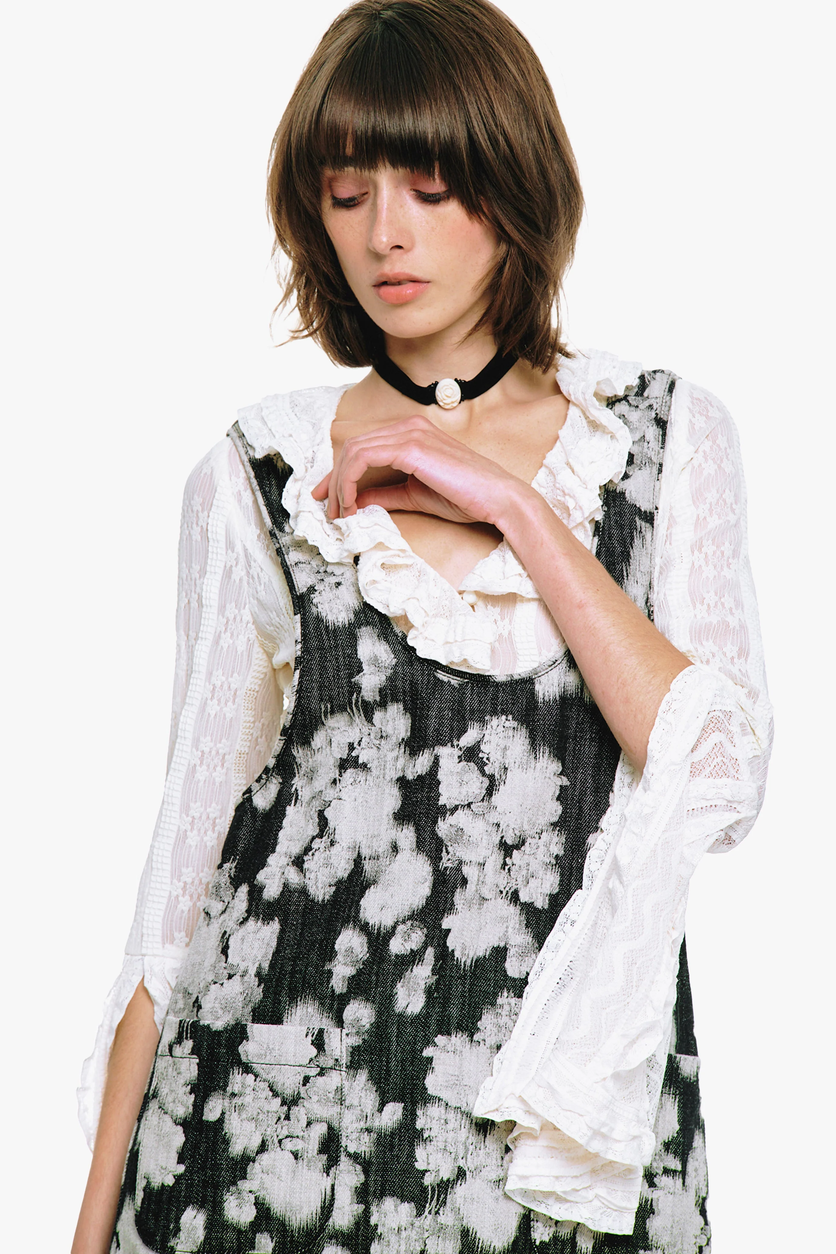 Rose Illusion Denim Ruffle Jumper - Image 8