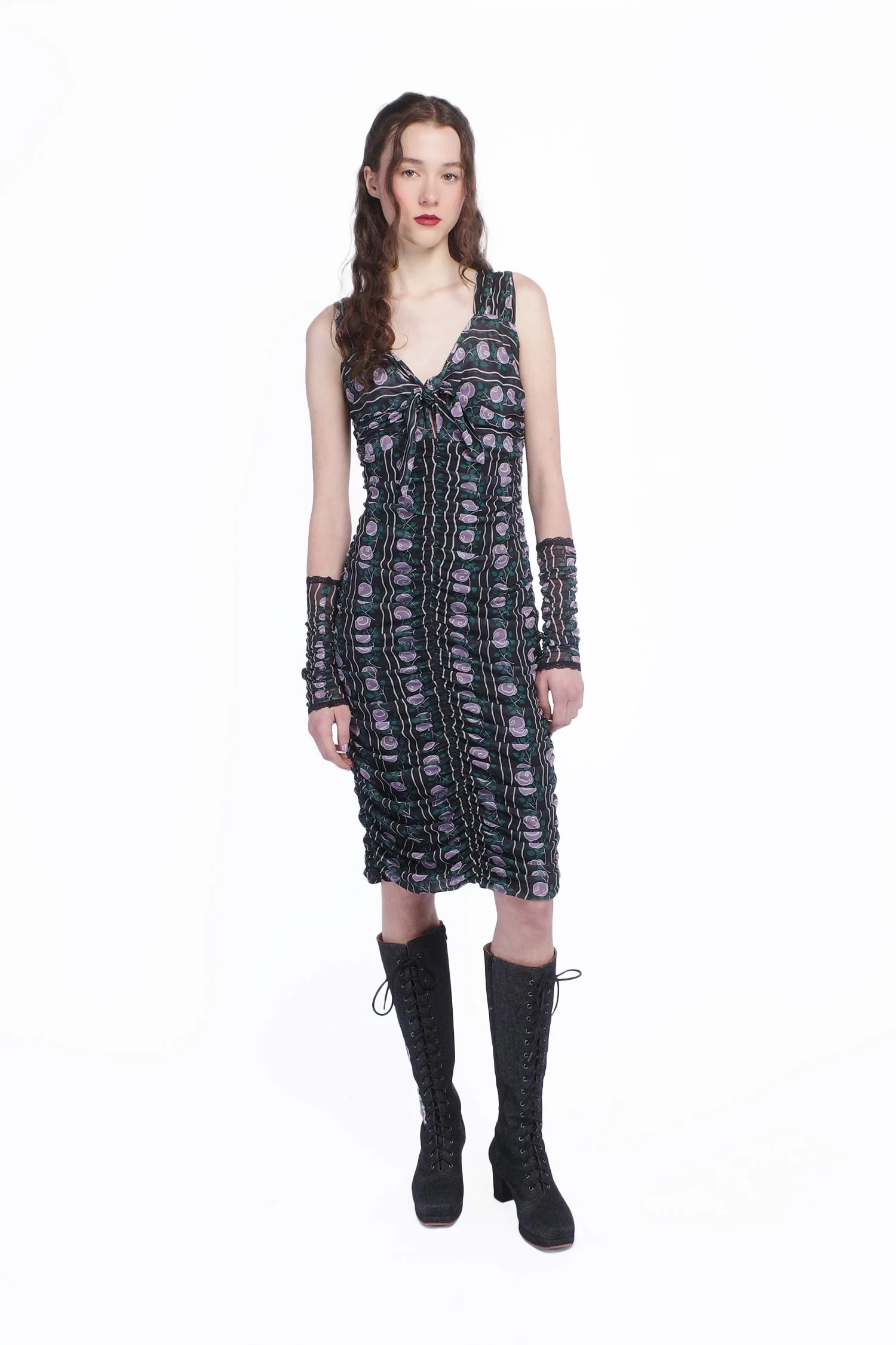 Rosetti Mesh Ruched Tie Dress - Image 4