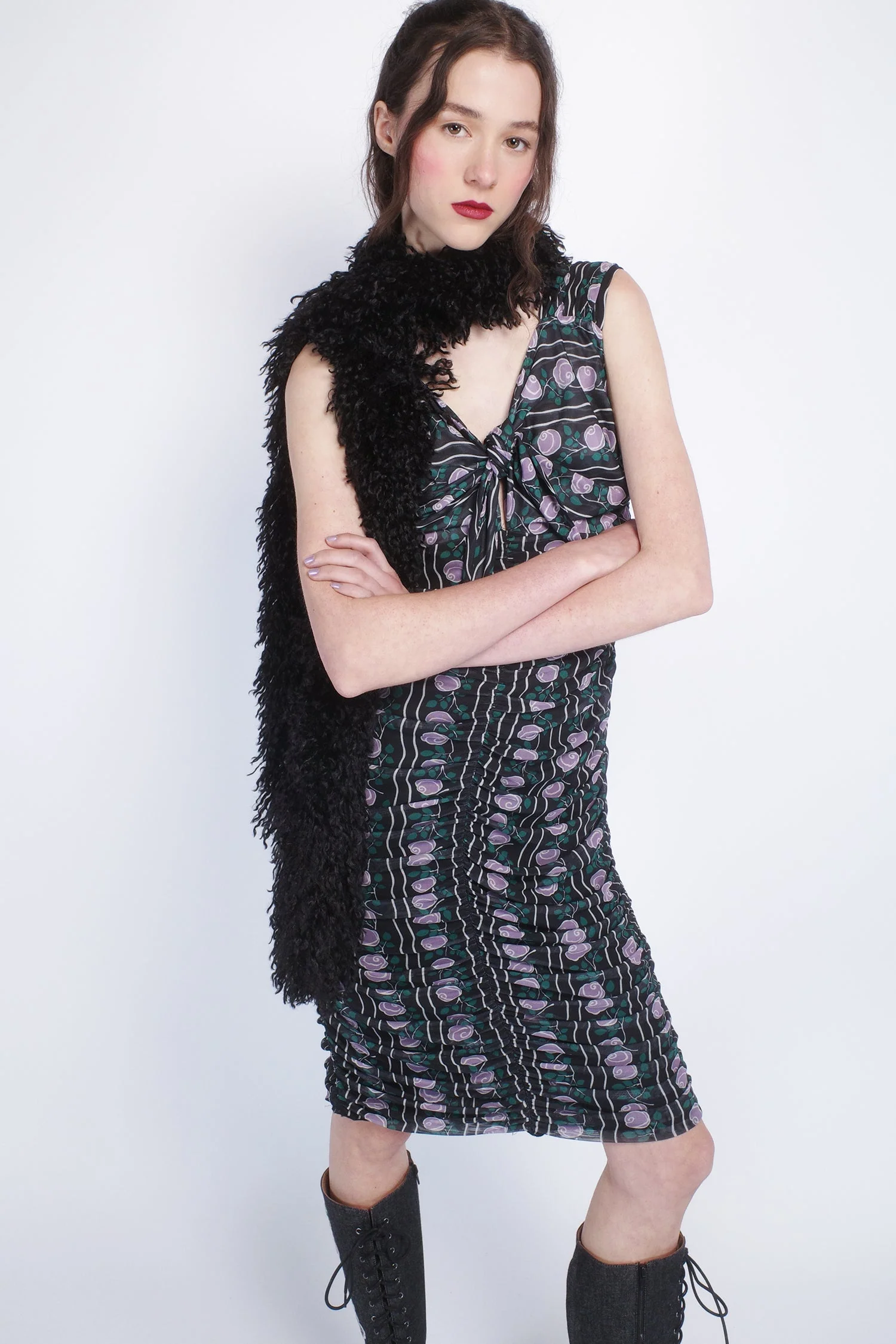 Rosetti Mesh Ruched Tie Dress - Image 5