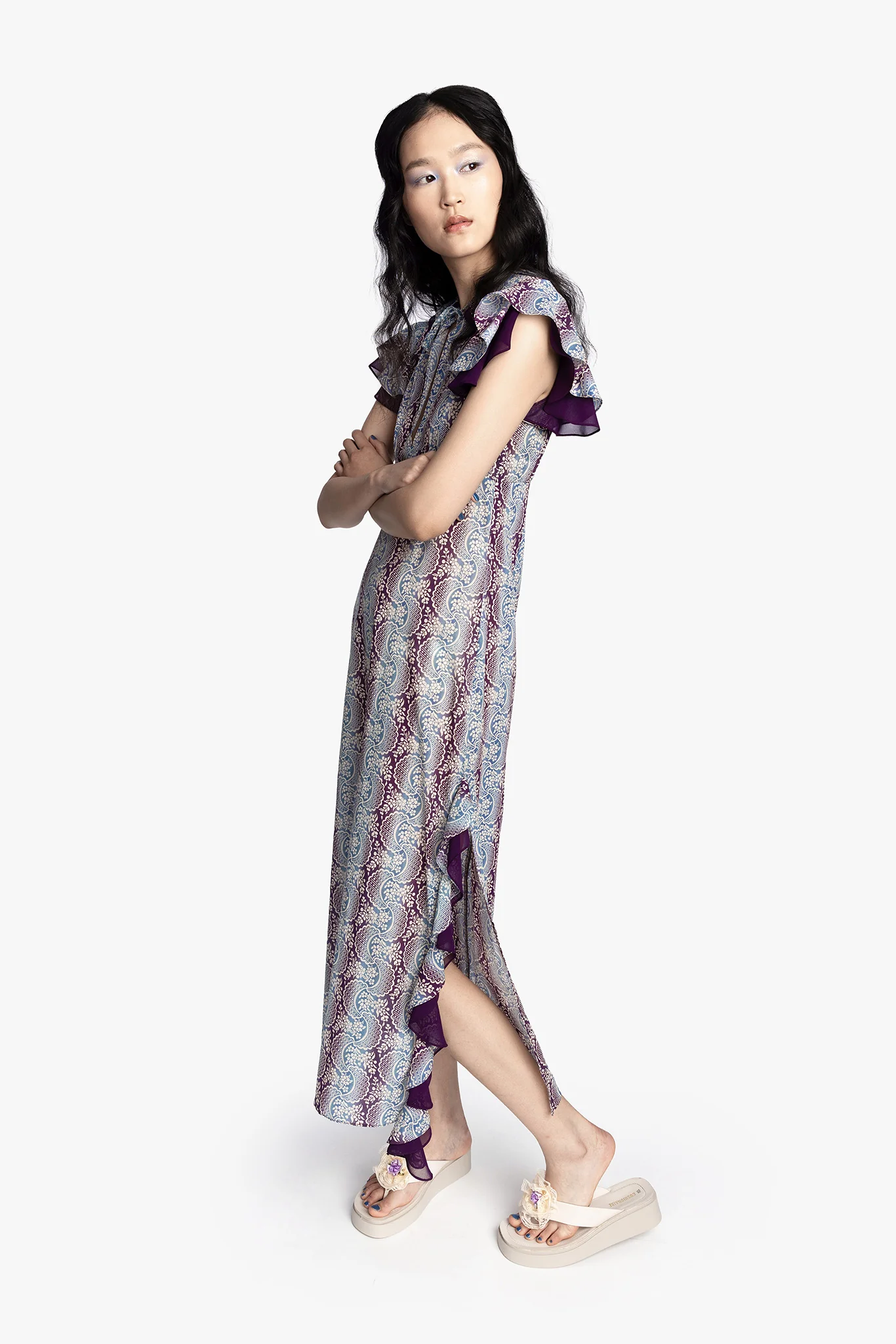 Ombre Ribbons Cotton Ruffle Dress - Image 3