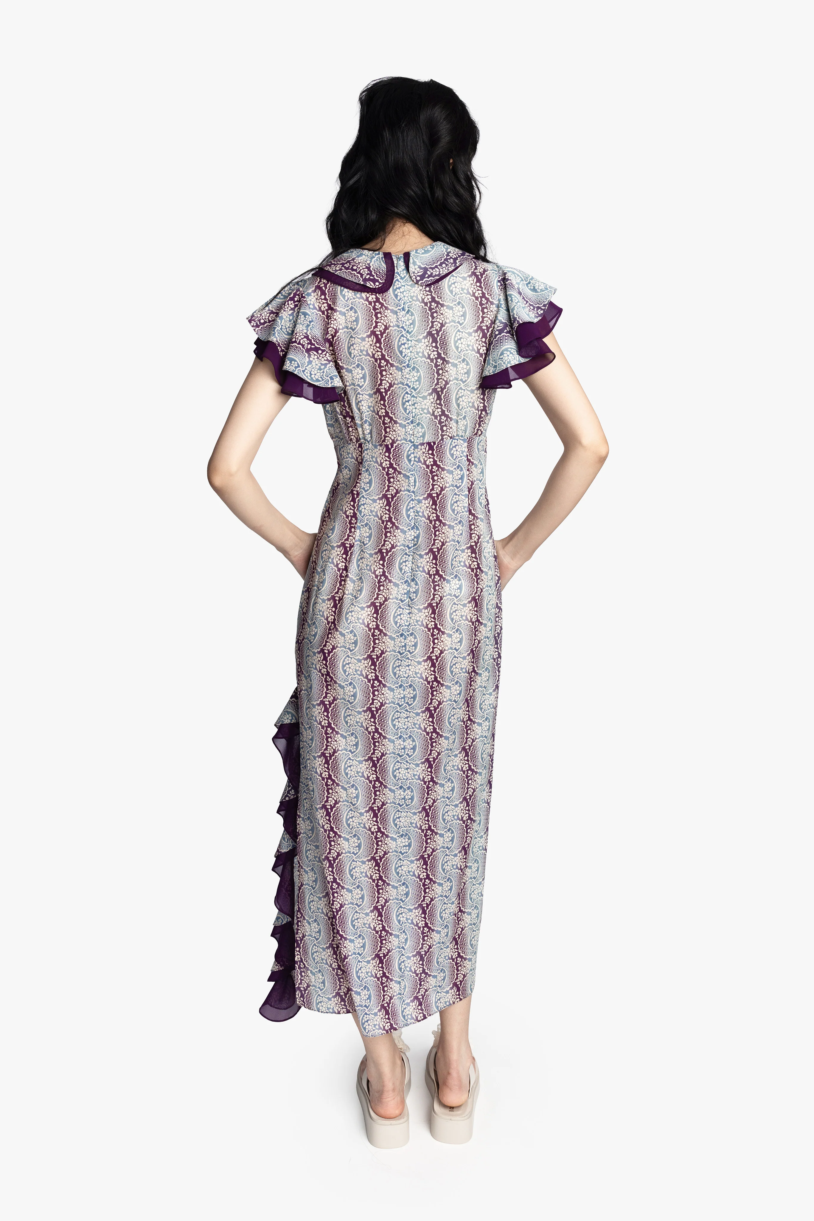 Ombre Ribbons Cotton Ruffle Dress - Image 4