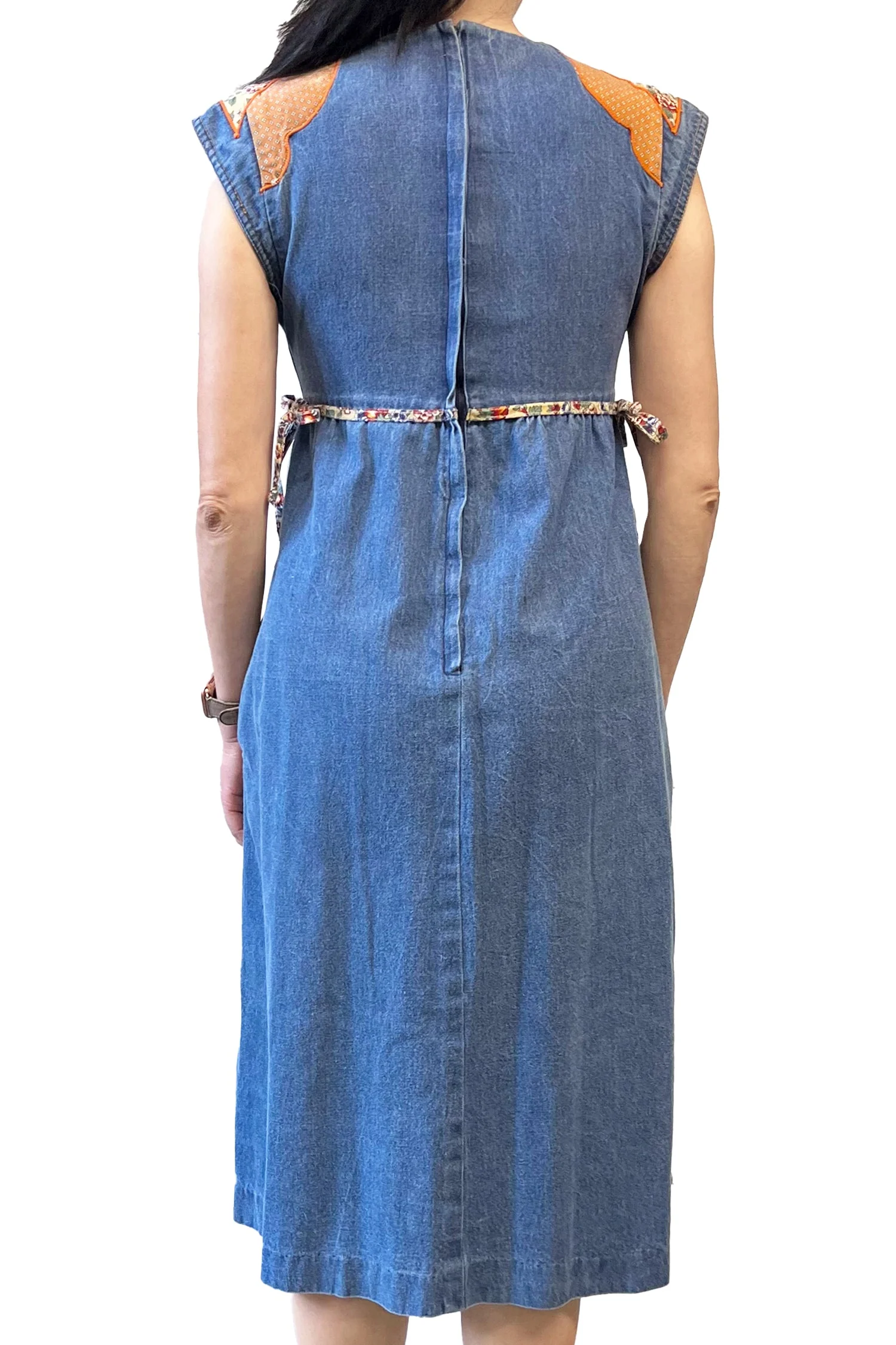 Seventies Infinity Denim Applique Patchwork Dress - Image 3