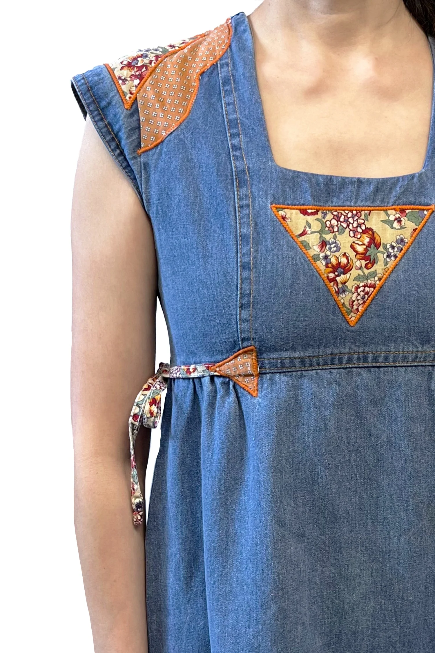 Seventies Infinity Denim Applique Patchwork Dress - Image 4