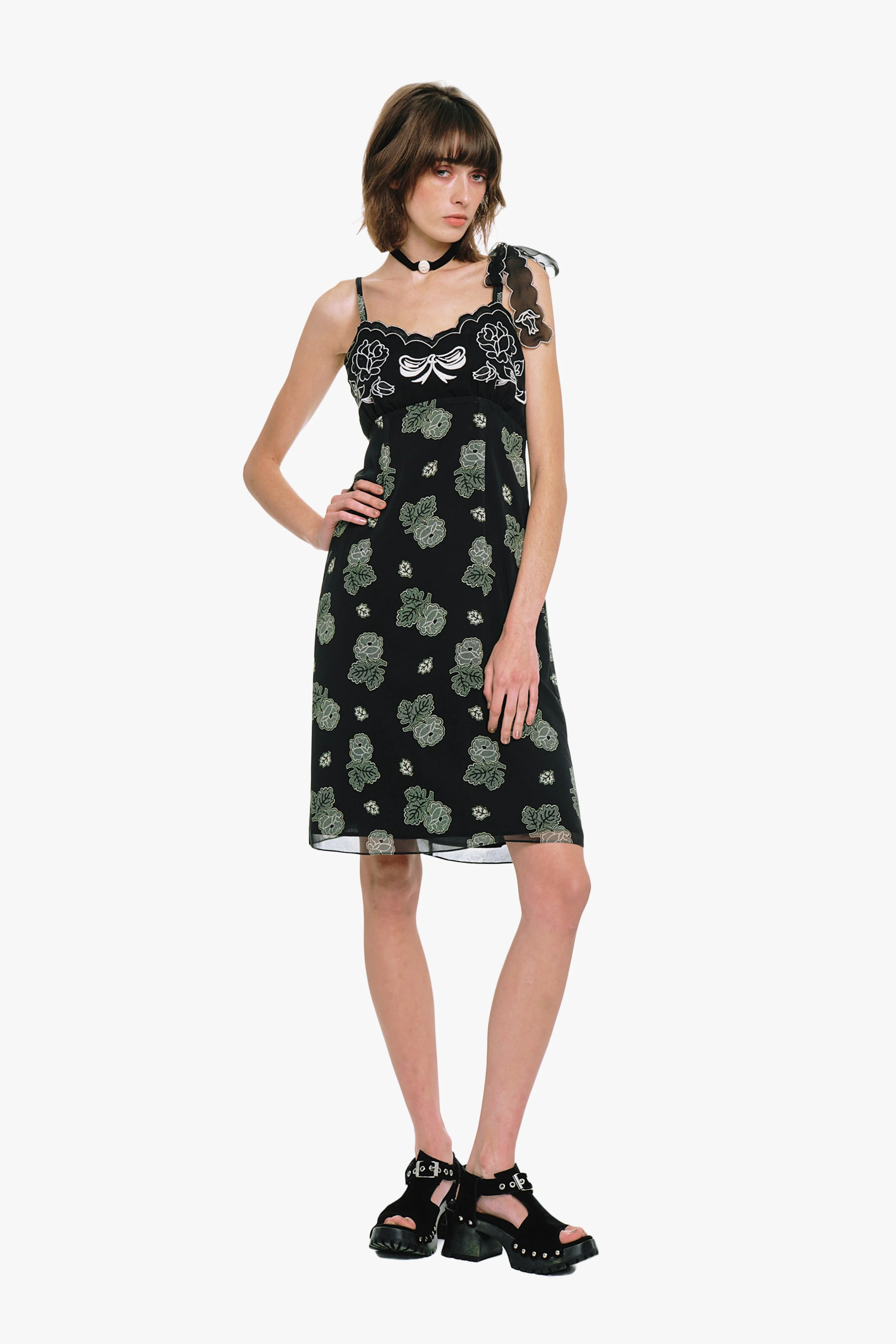 Sketch Roses Chiffon Embroidery Slip Dress - Image 7