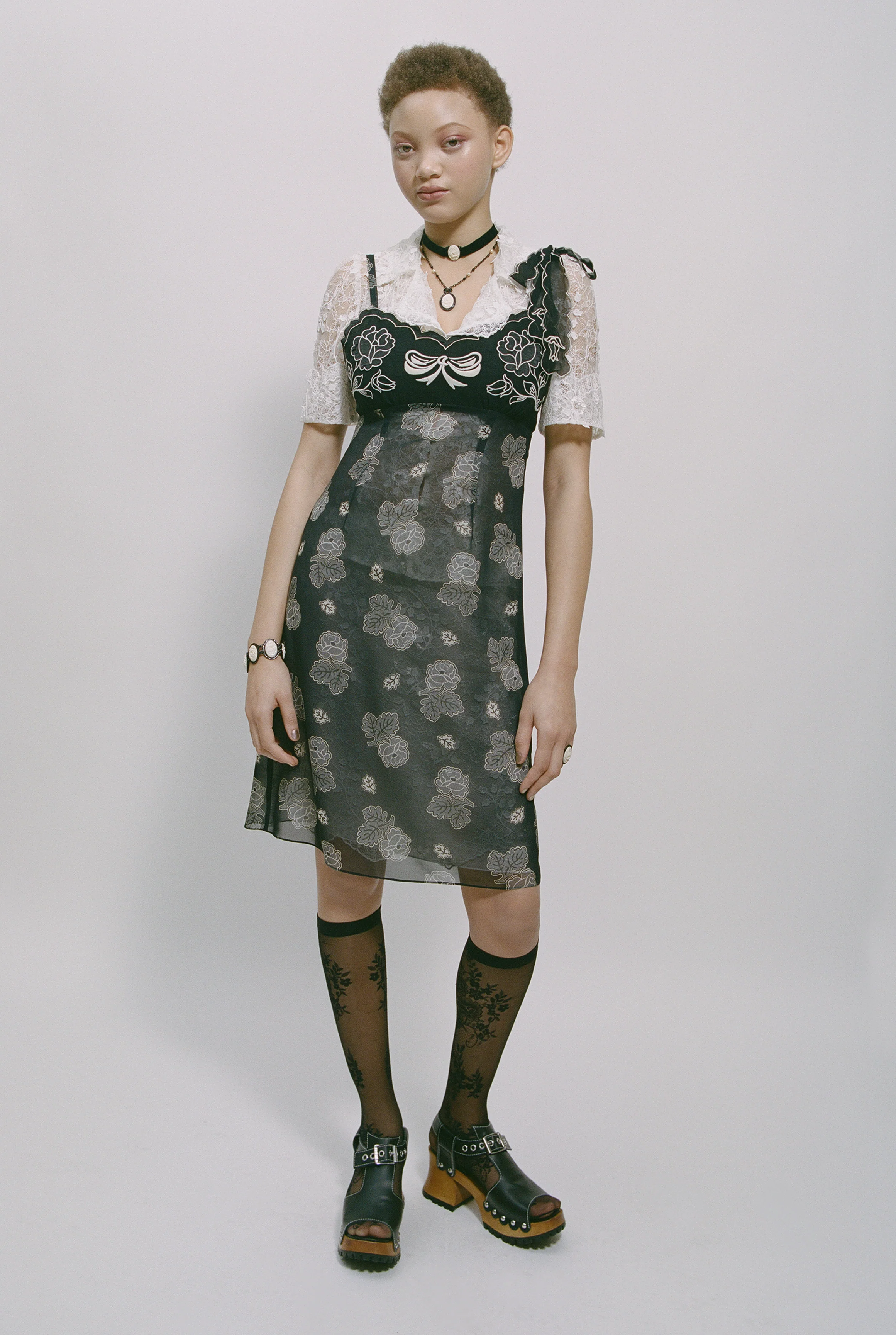 Sketch Roses Chiffon Embroidery Slip Dress - Image 9