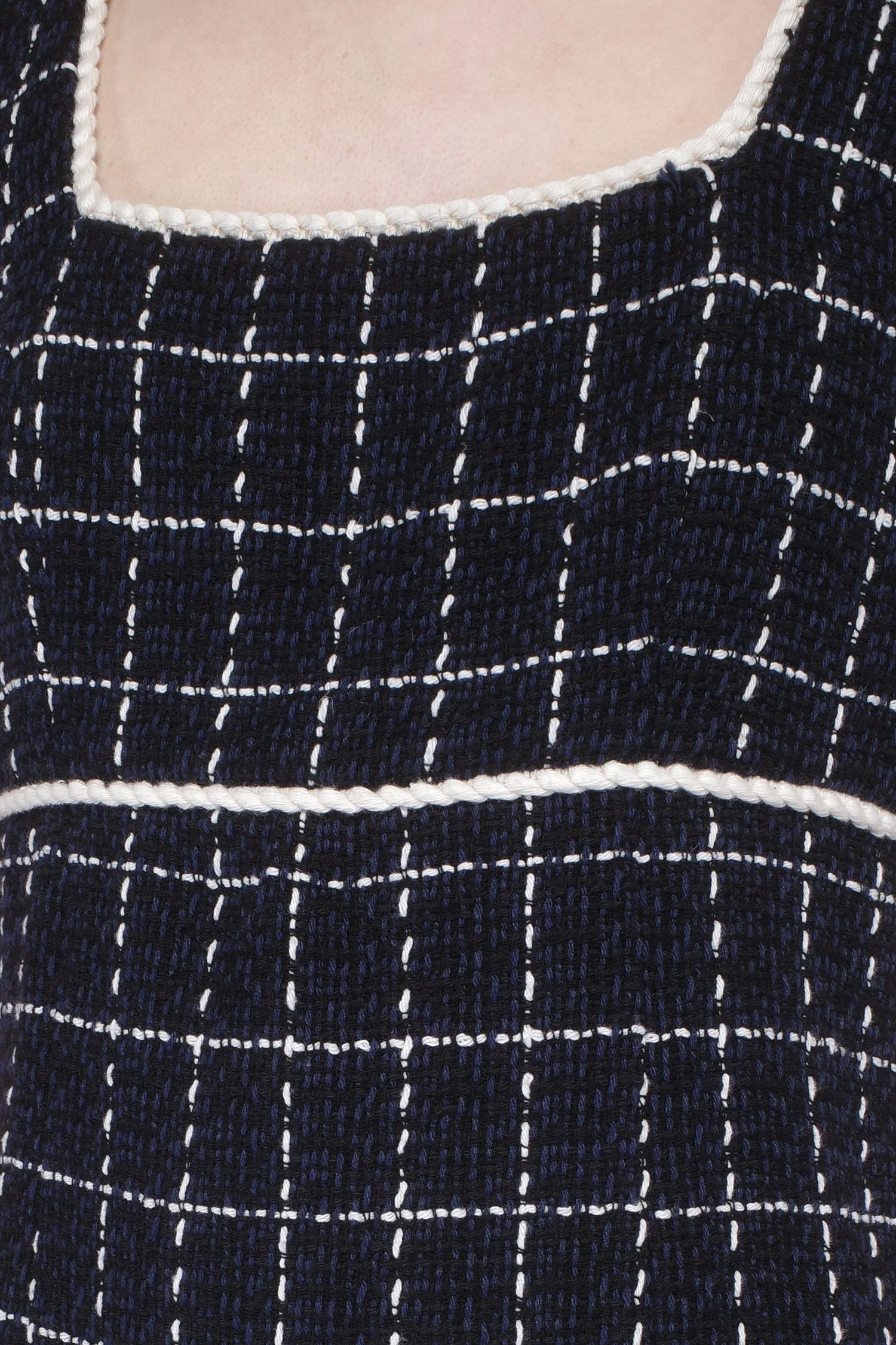 Windowpane Tweed Square Neck Mini Dress - Image 6