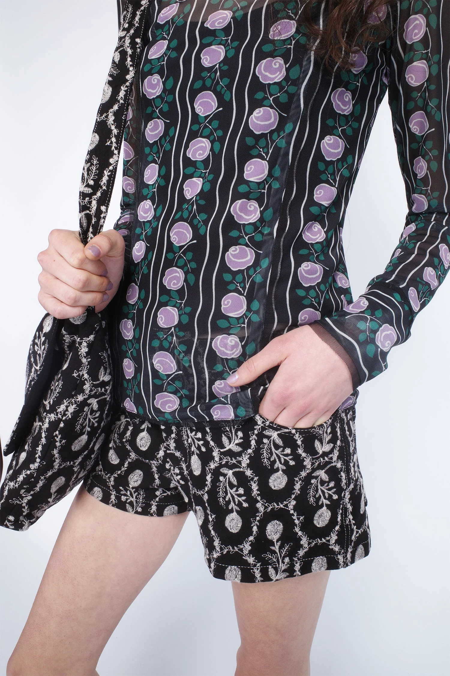 Sleeping Beauty Embroidered Faux Suede Shorts - Image 5
