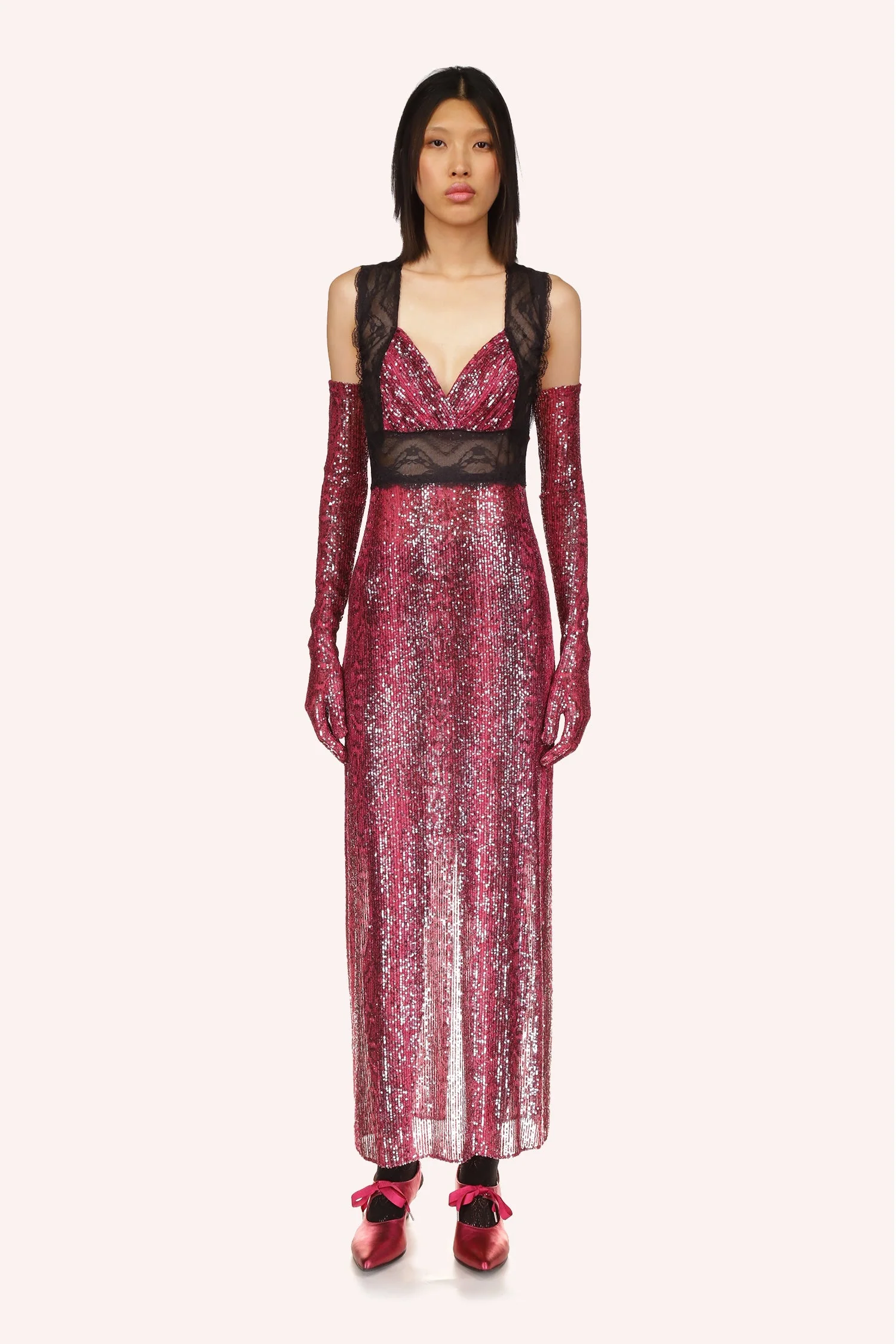 Snakeskin Sequin & Lace Dress