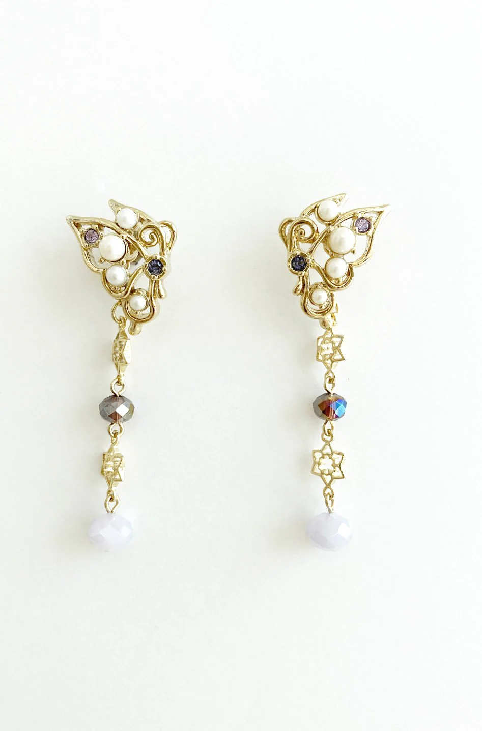Whimsical Butterfly Drop Earrings in Gold