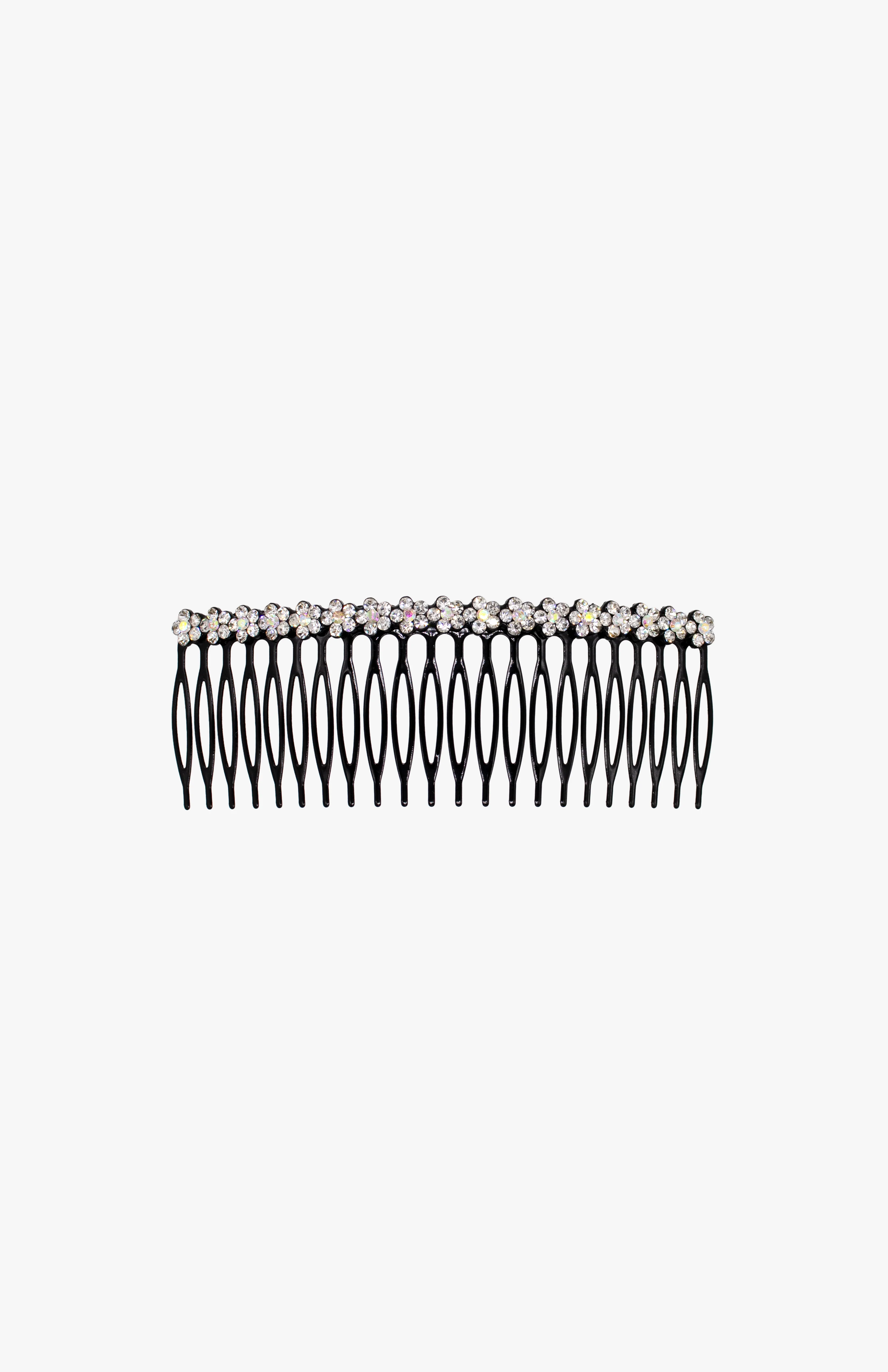 Swarovski Jeweled Flower Comb- Silver