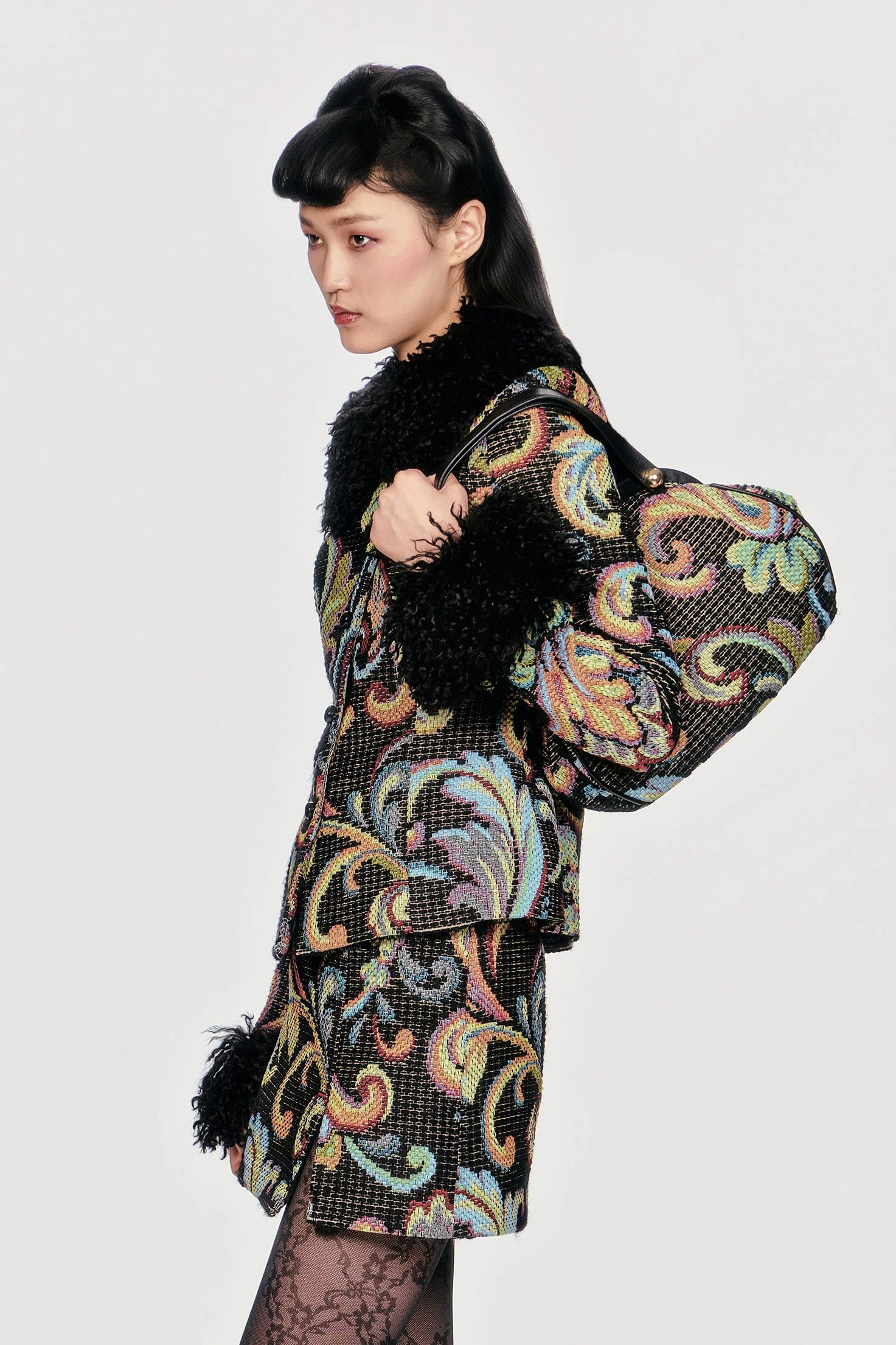 Tapestry Faux Fur Jacket - Image 4