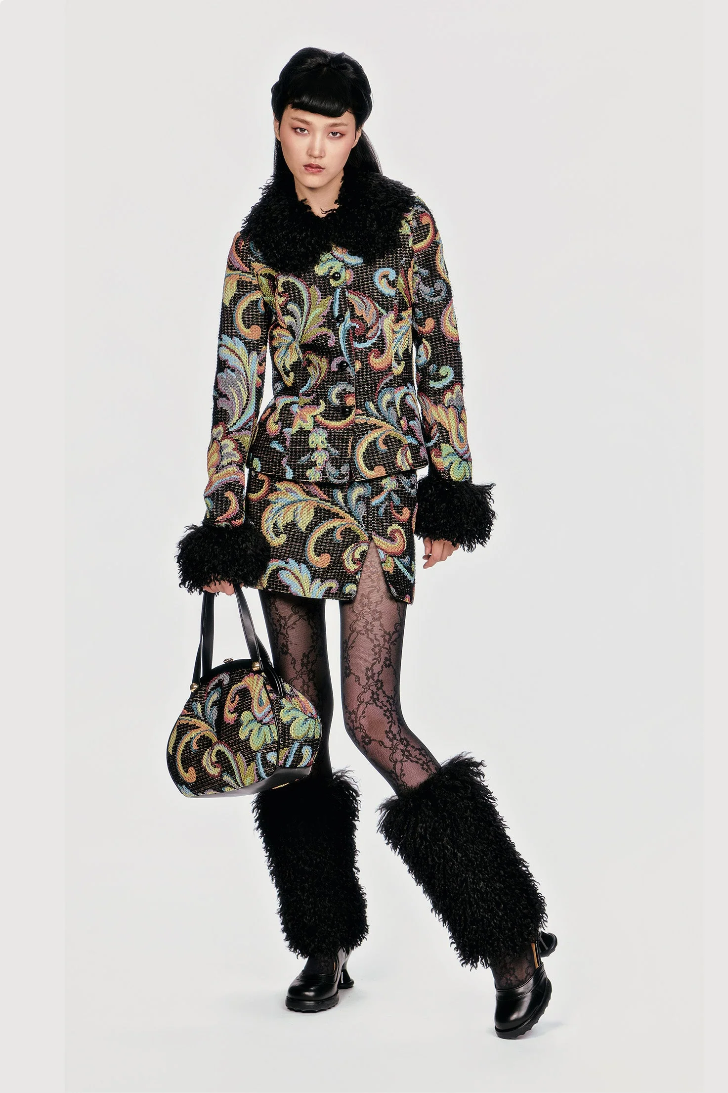 Tapestry Faux Fur Jacket - Image 6