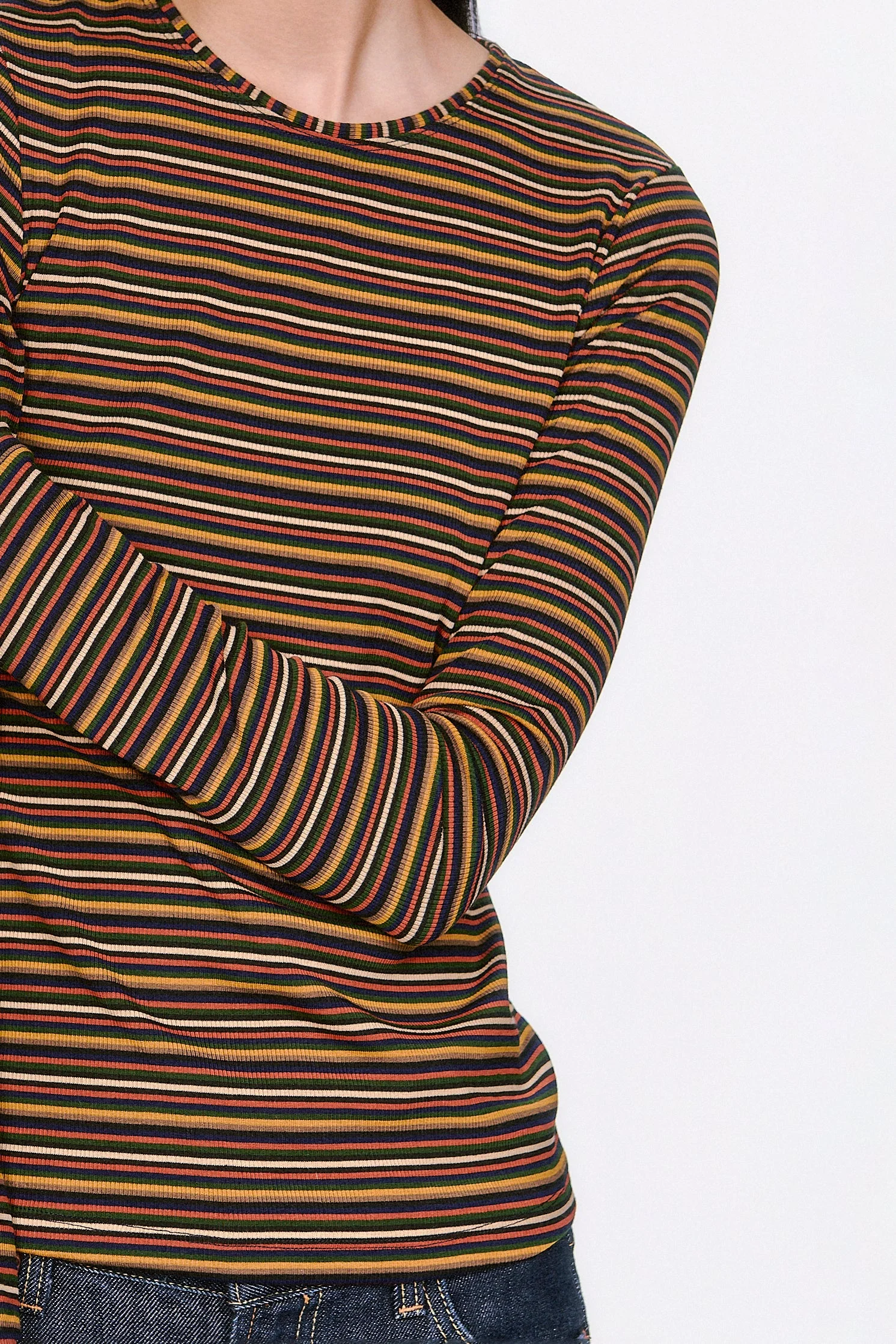 Venetian Stripe Long Sleeve Top - Caramel - Image 7