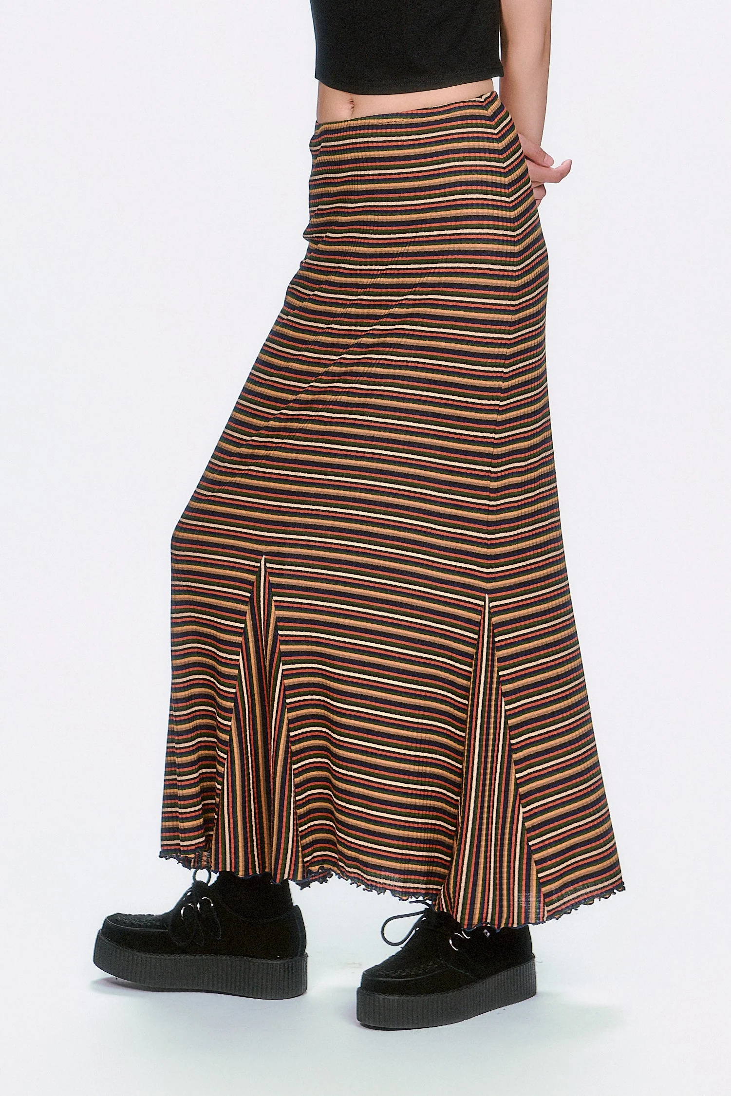 Venetian Stripe Trumpet Skirt - Caramel - Image 3