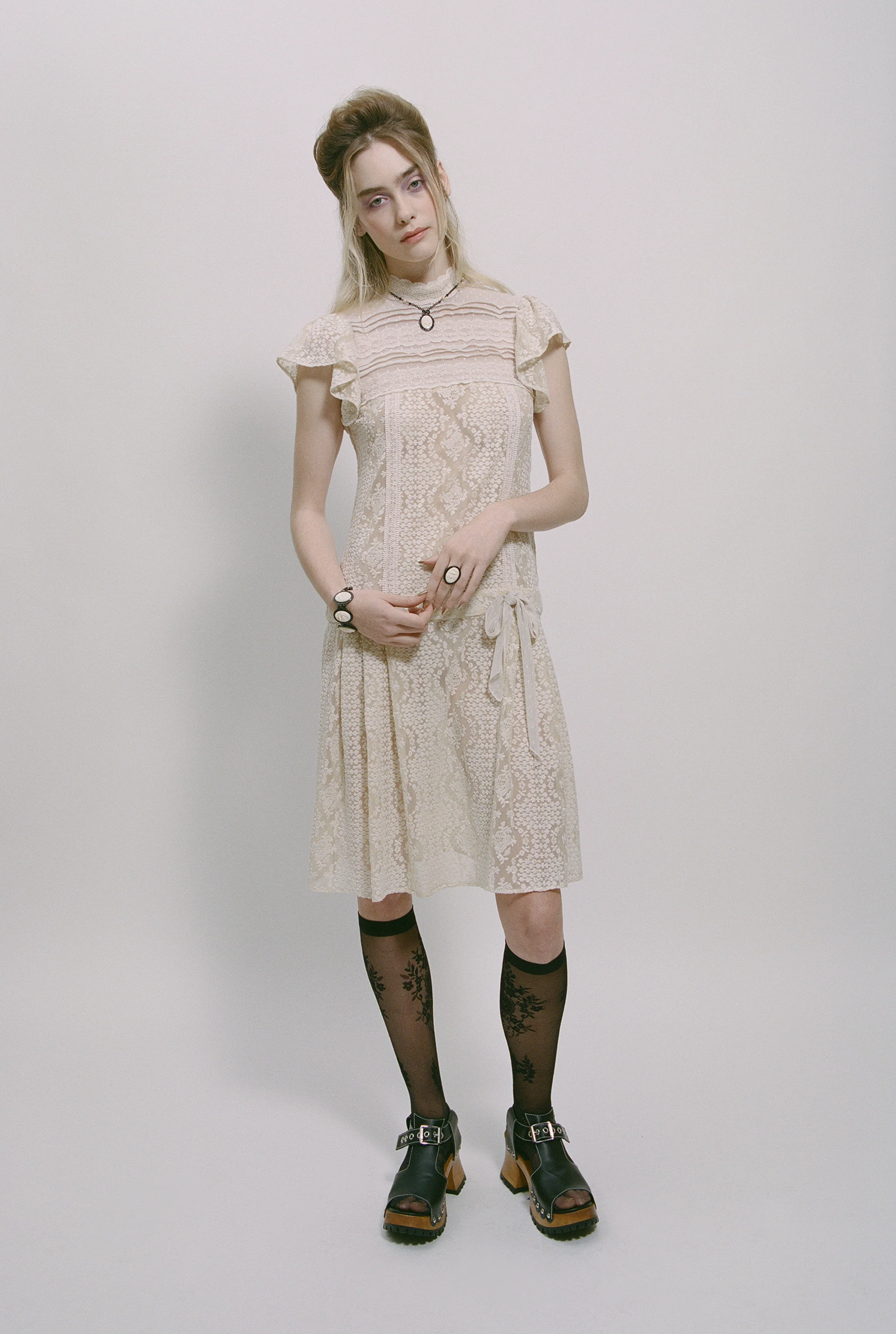 Victorian Lace Combo Drop Waist Dress - Image 7