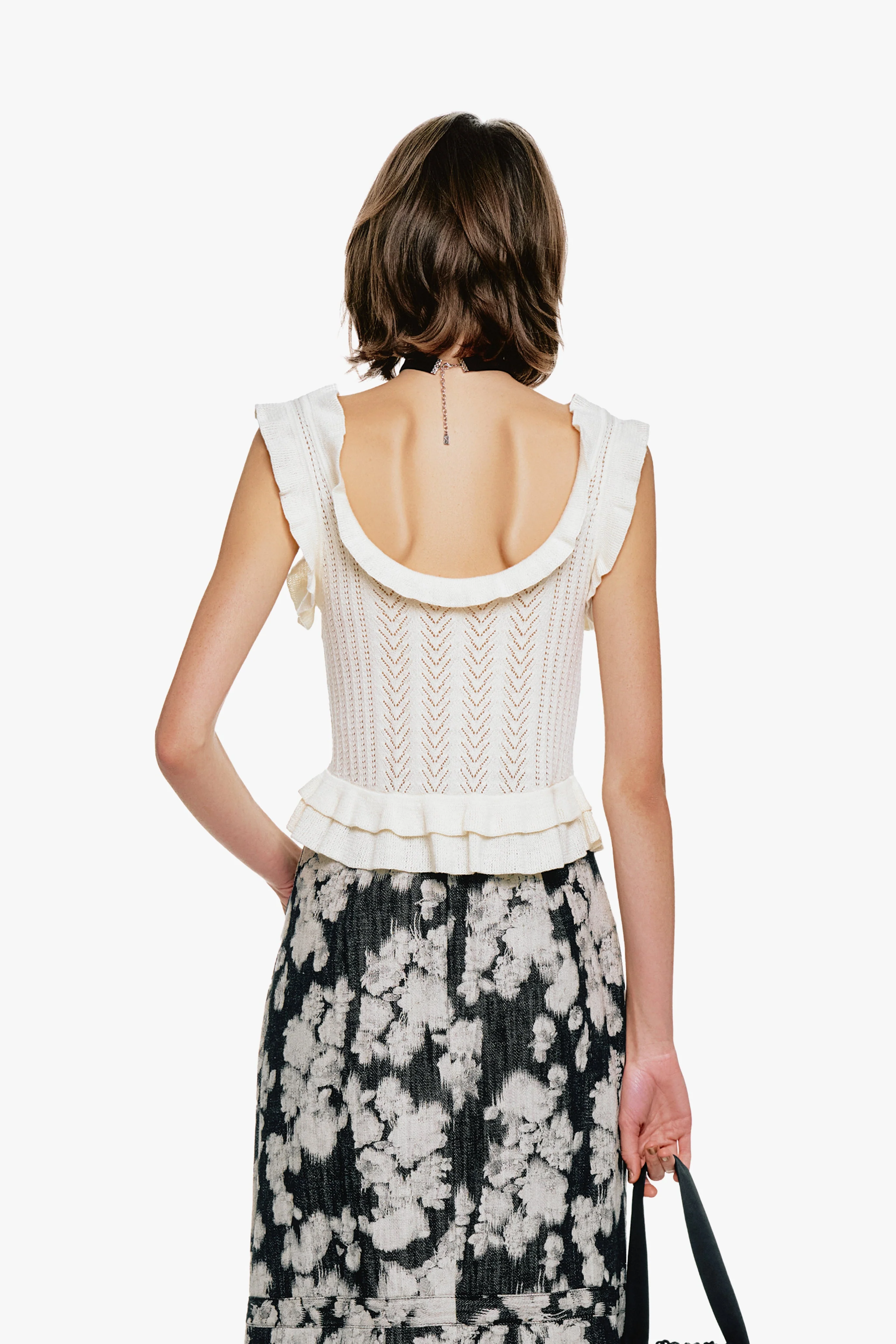 Victorian Pointelle Knitwear Camisole - Cream - Image 5