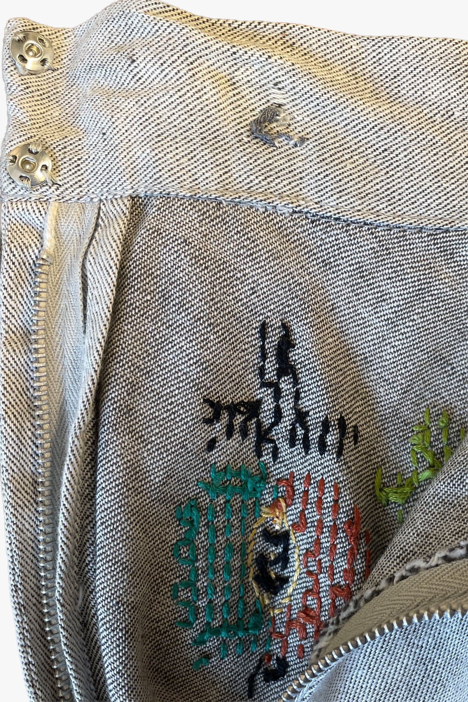 Vintage 60's Circular Hand Embroidered Midi Skirt - Image 3