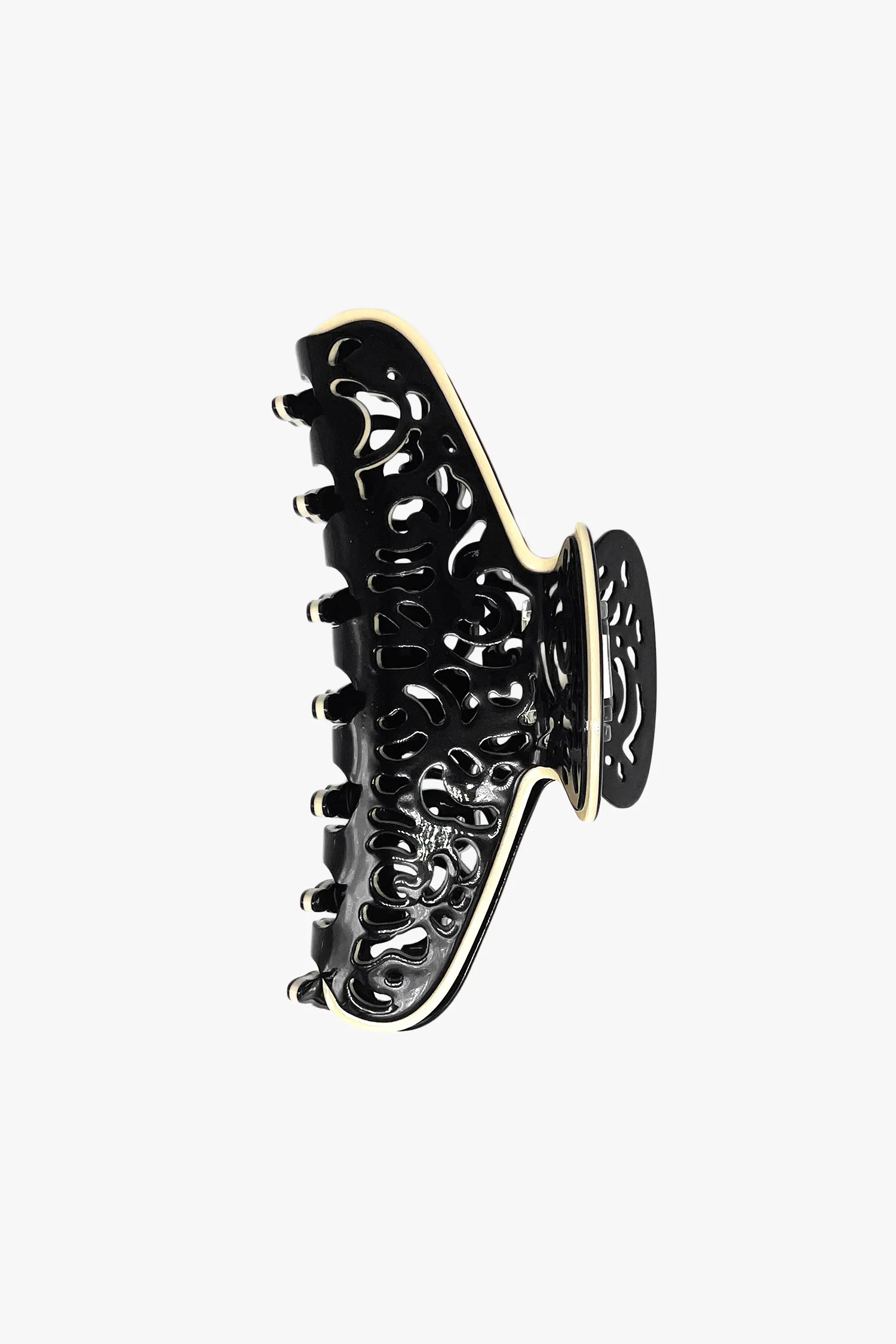 Vintage Black & White Two-Tone Open Scroll Jaw Clip