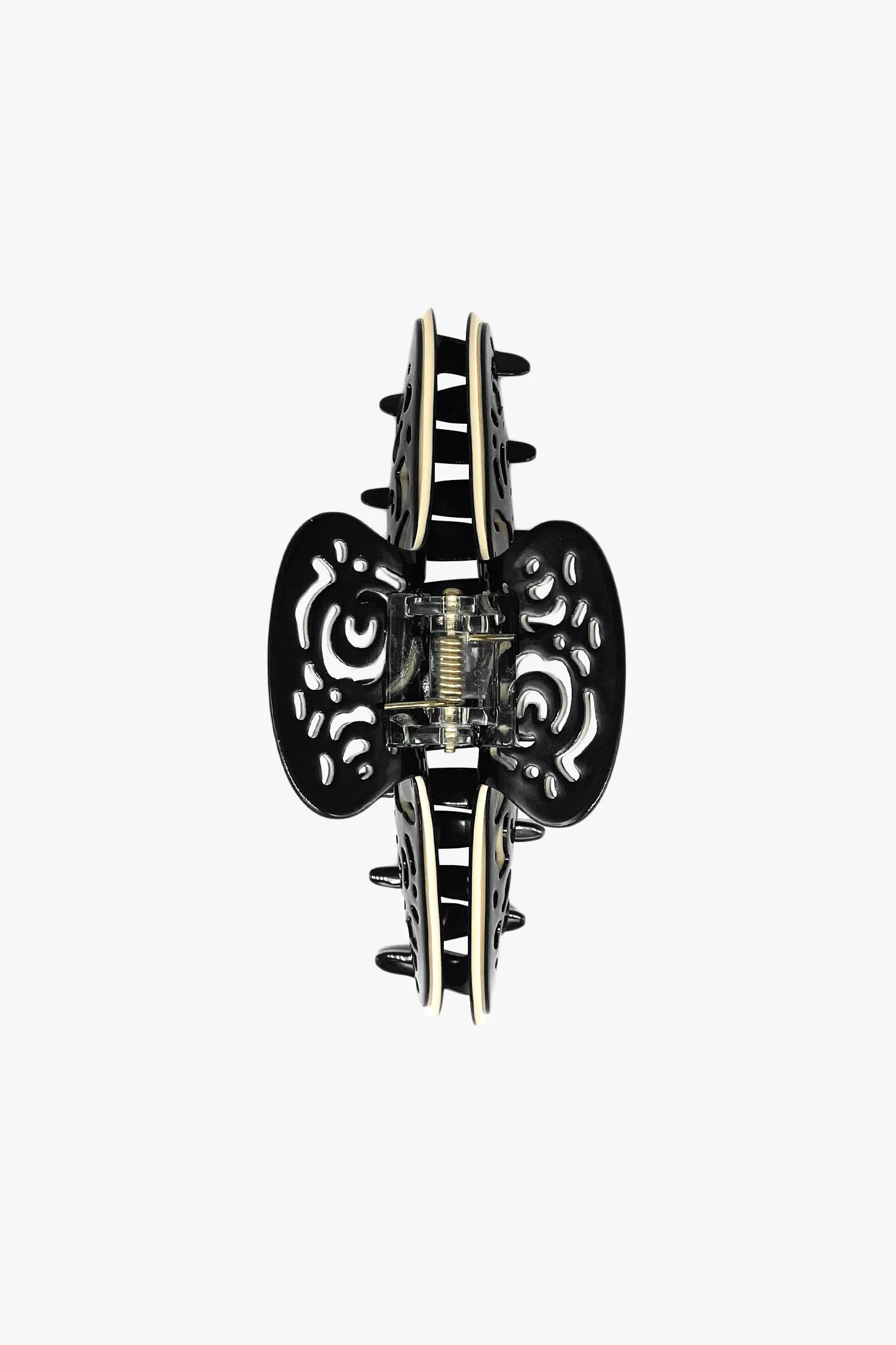 Vintage Black & White Two-Tone Open Scroll Jaw Clip - Image 2