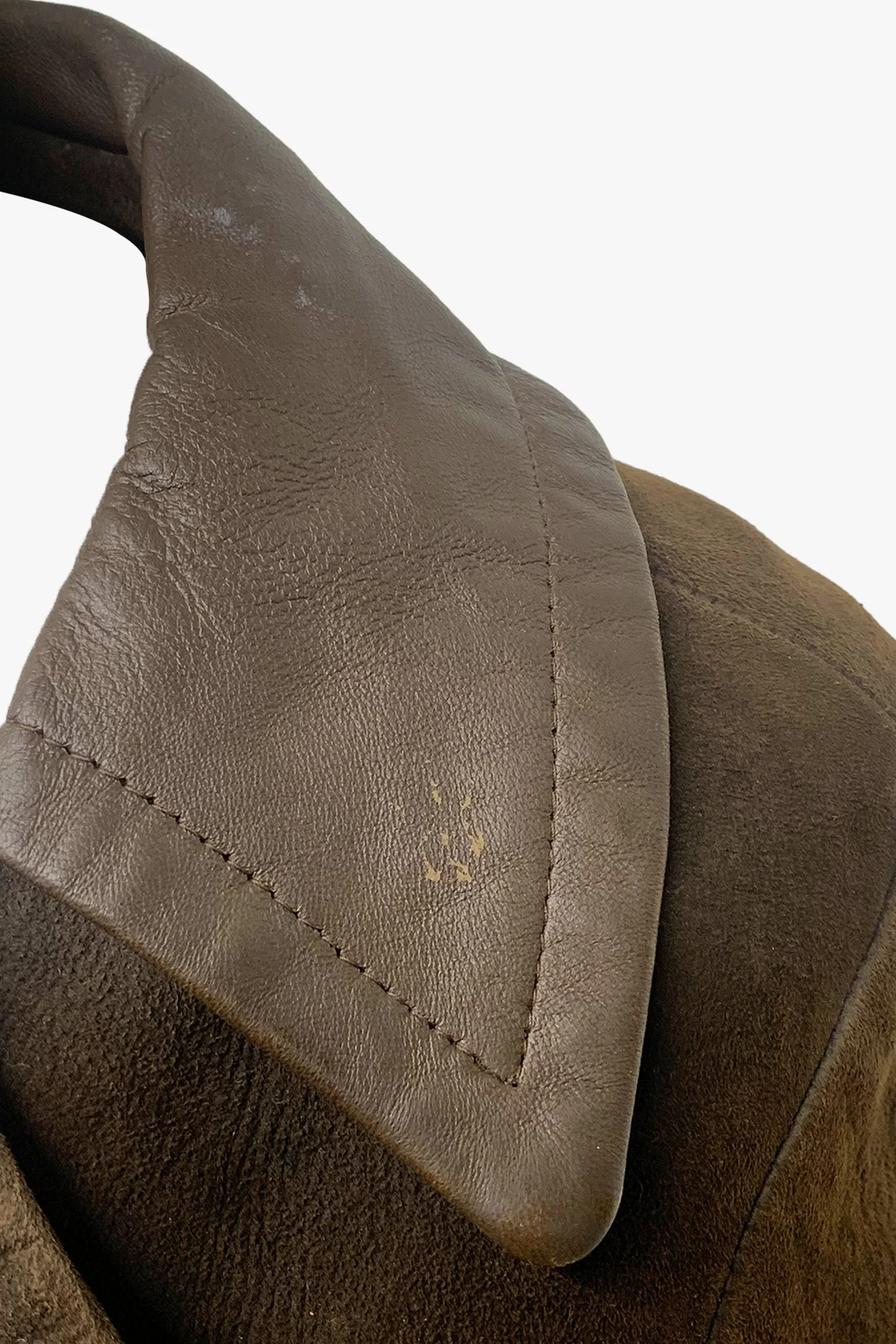Vintage Brown Suede Coat with Leather Trim - Image 3
