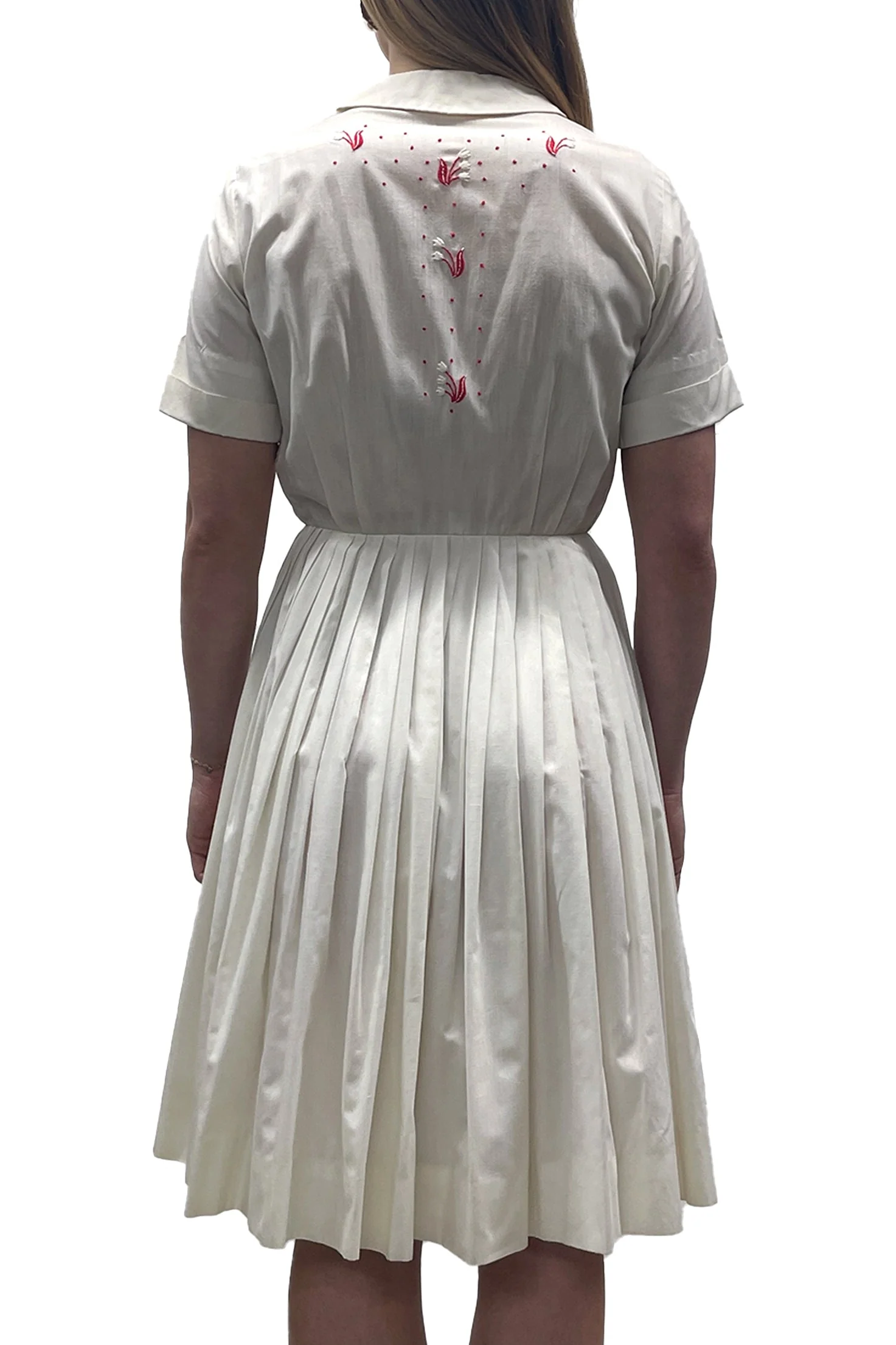 Vintage Peck + Peck Collared A-line Pleated Dress - Image 3