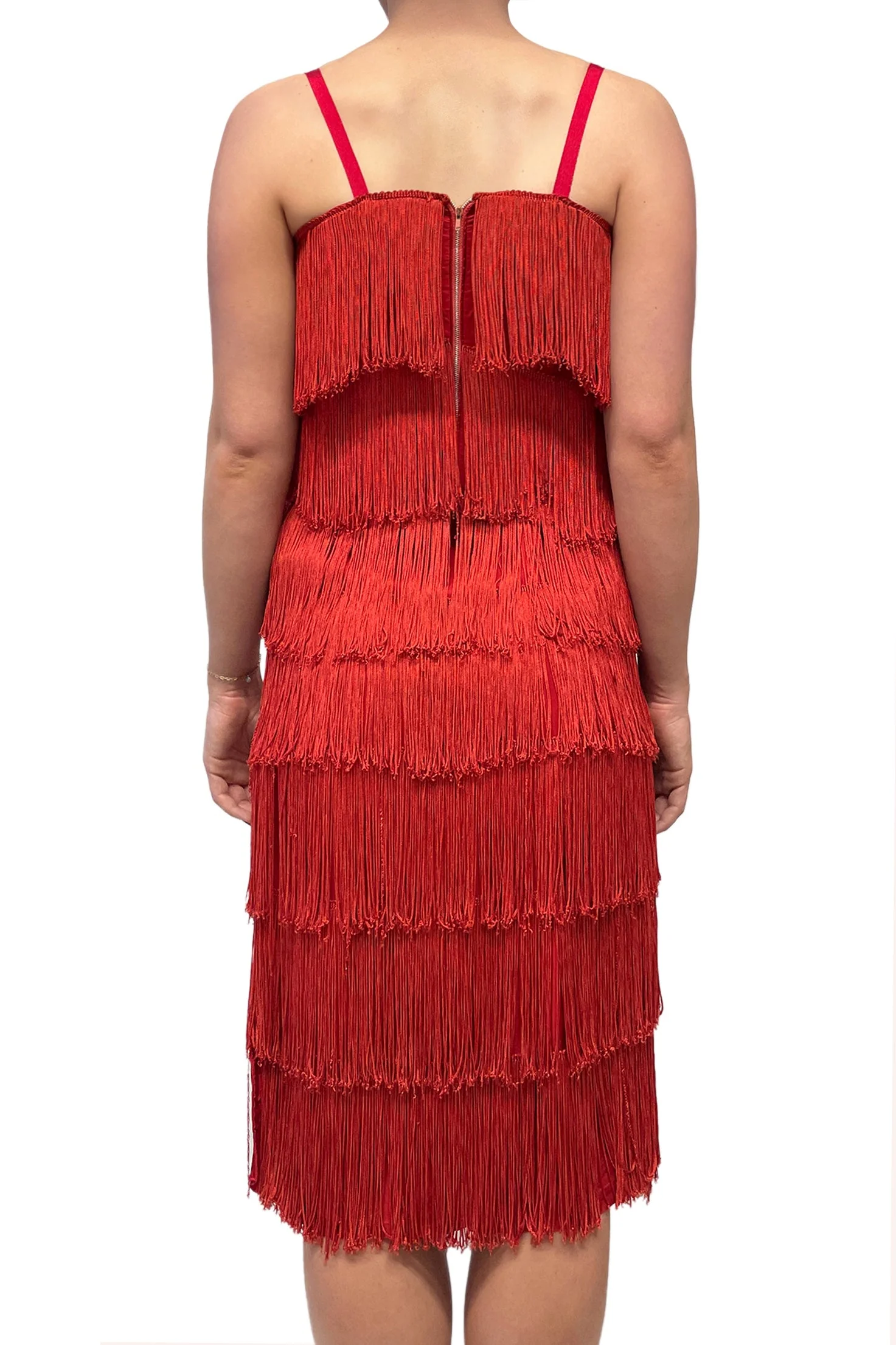 Vintage Red Fringe Midi Dress - Image 3
