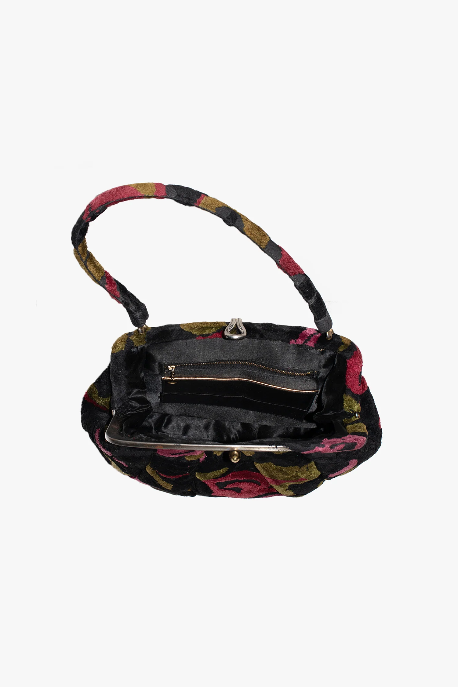 Vintage Black and Rosy Chenille Bag - Image 3