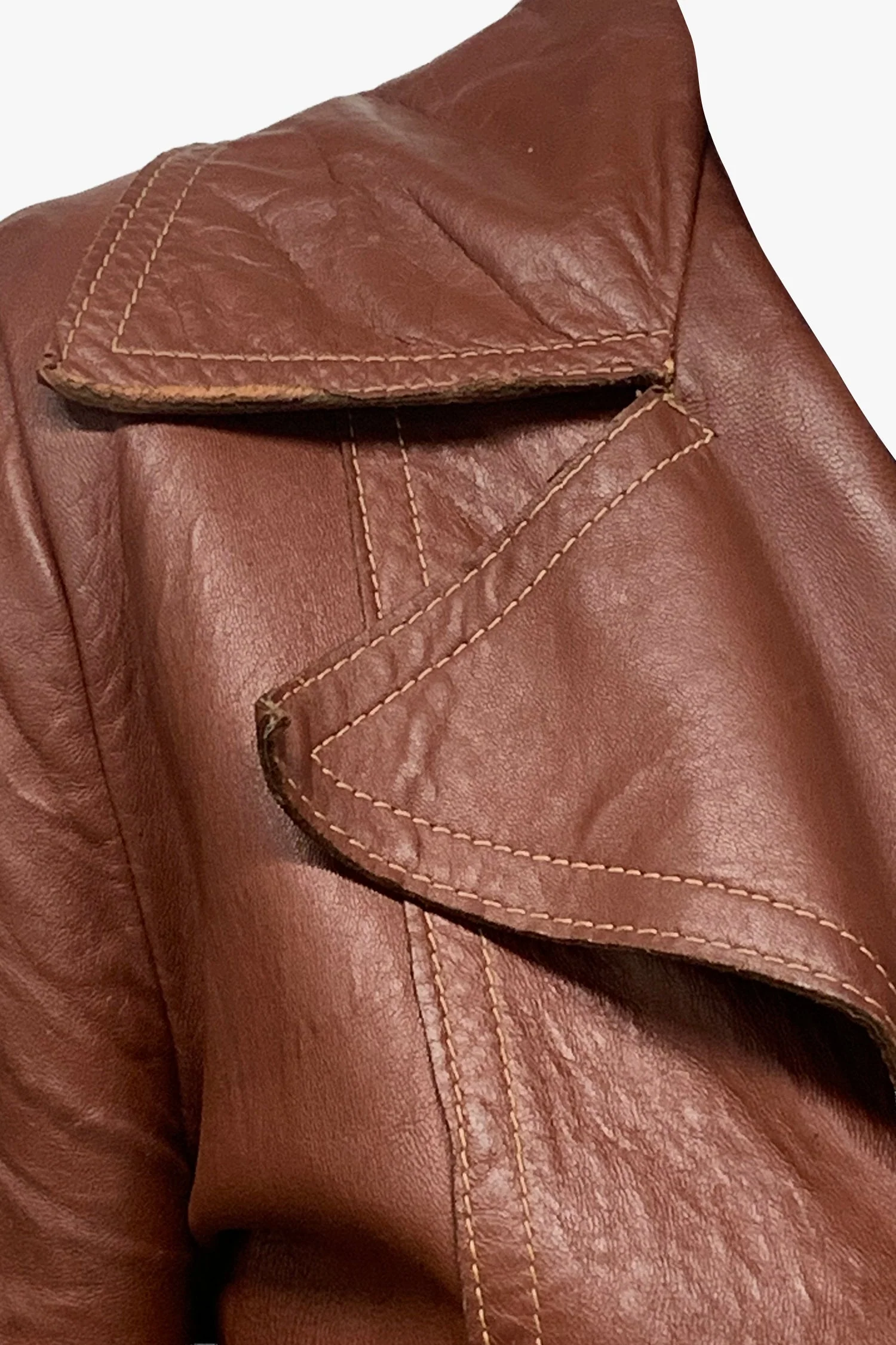 Vintage Rouge Belted Leather Jacket - Image 6