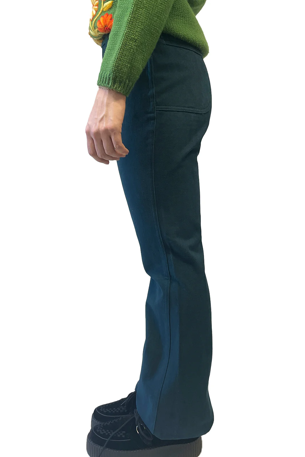 Vintage Seventies Lee Teal Flare Pants - Image 2