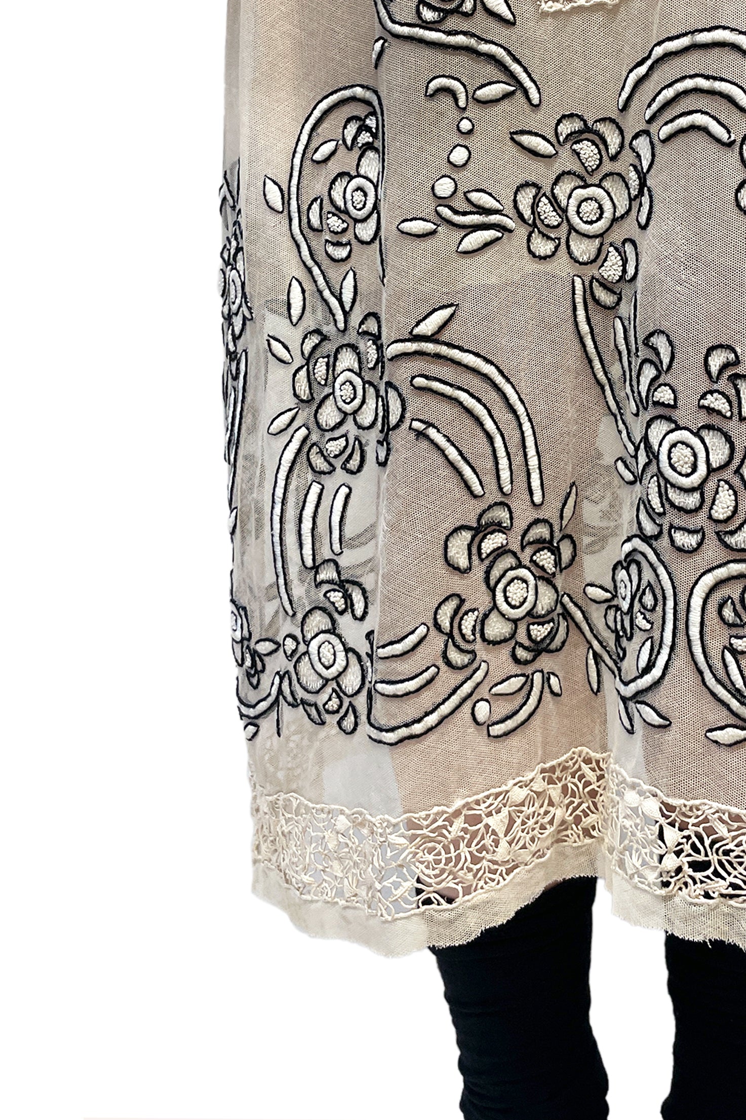 Vintage Sheer Cream Lace Midi Dress - Image 5