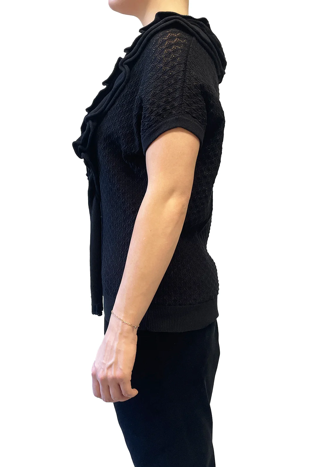 Vintage Short Sleeve Ruffle Cardigan - Image 2