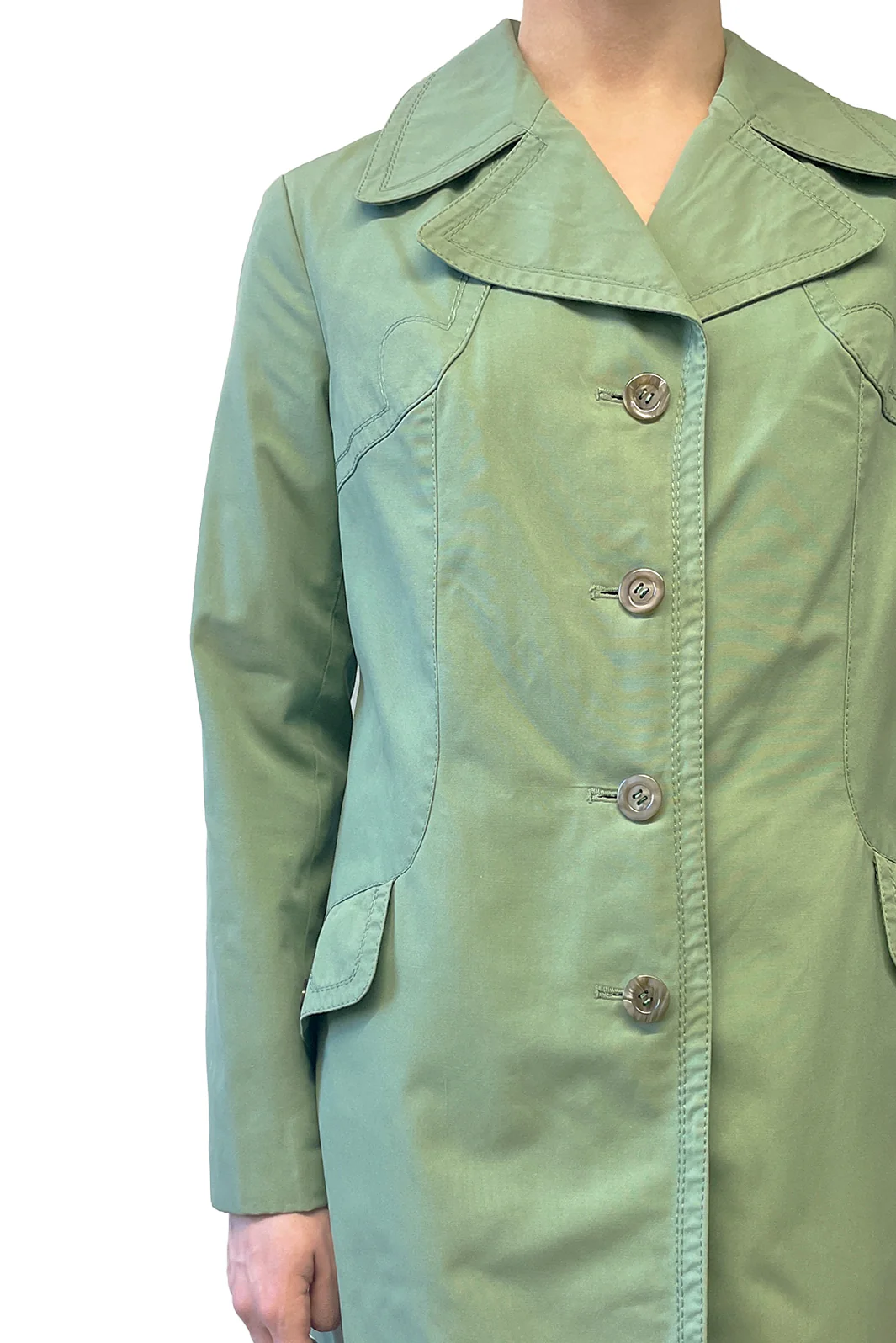 Vintage Sixties C&A Green Button Up Trench Coat - Image 4